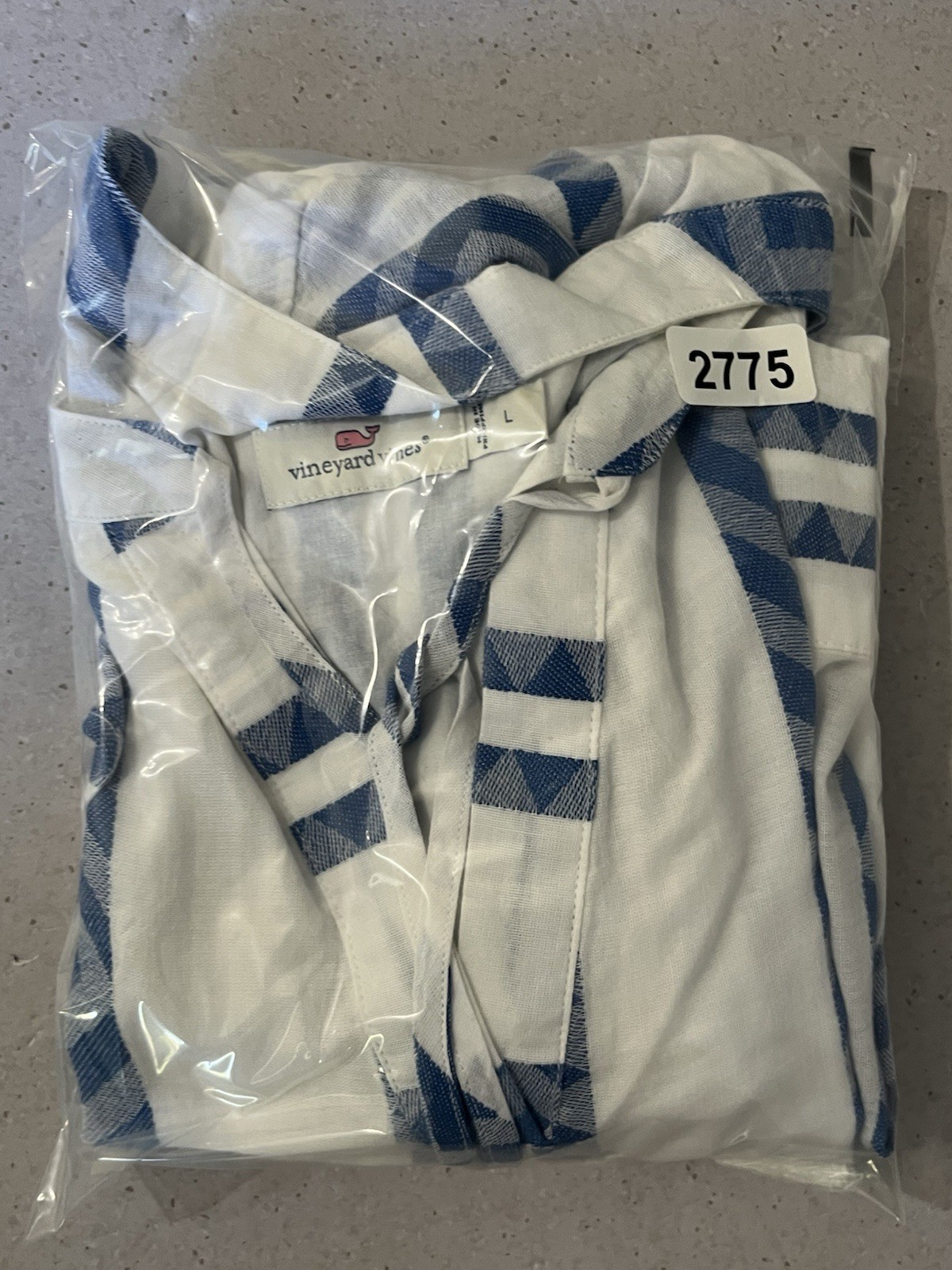 Vineyard Vines Harbor Performance Dress Women’s L White Blue Tunic Preppy Beach
