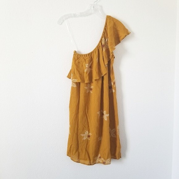 NWT Mossimo Yellow Gold Floral One Shoulder Dress Womens SMALL – #A