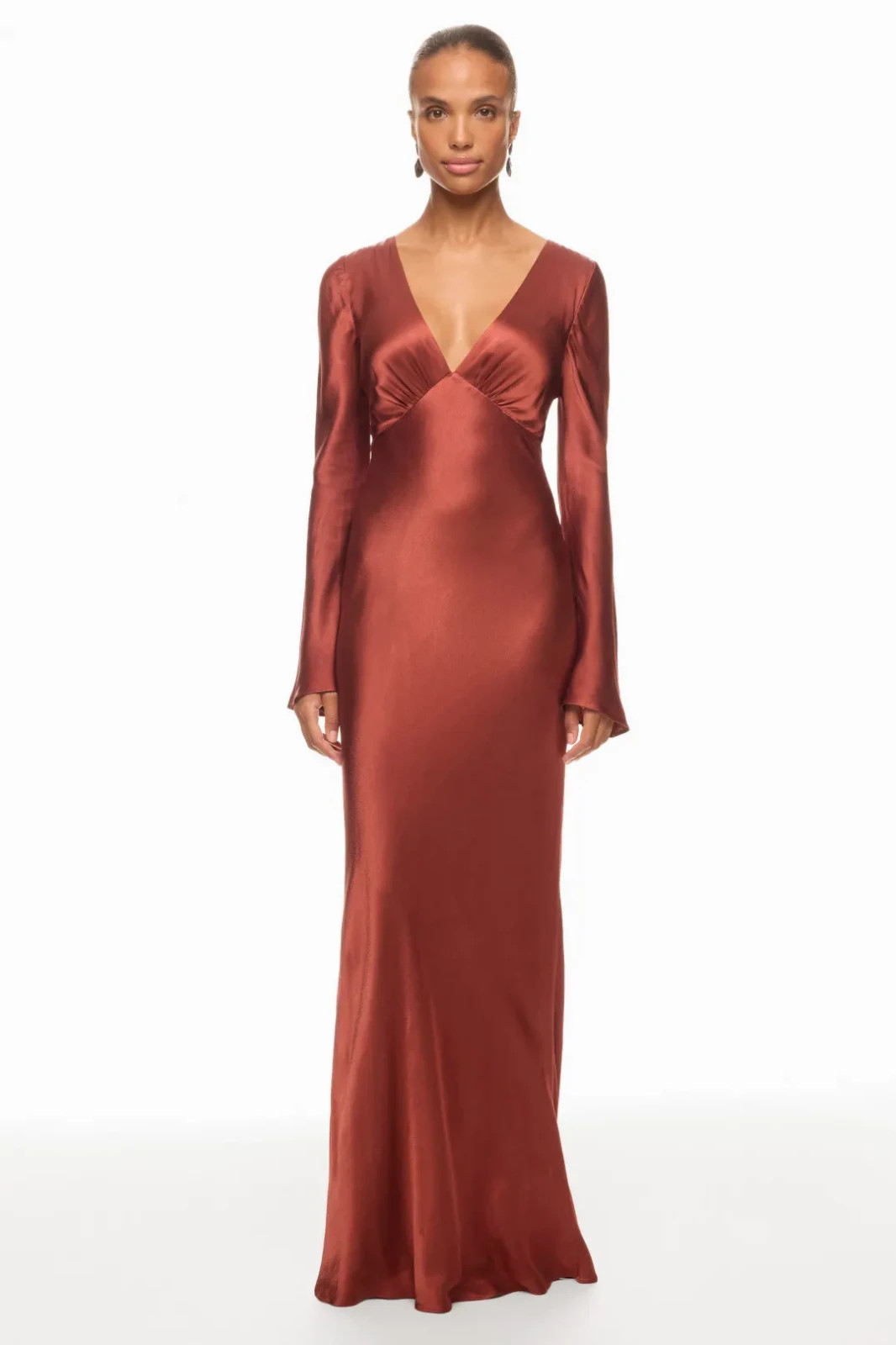 Shona Joy Lino Open Back Tie Maxi Dress in mahogany SIze 8