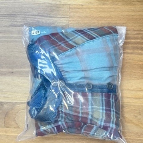 Free People Riley Plaid Button Front Midi Dress Blue Combo Small