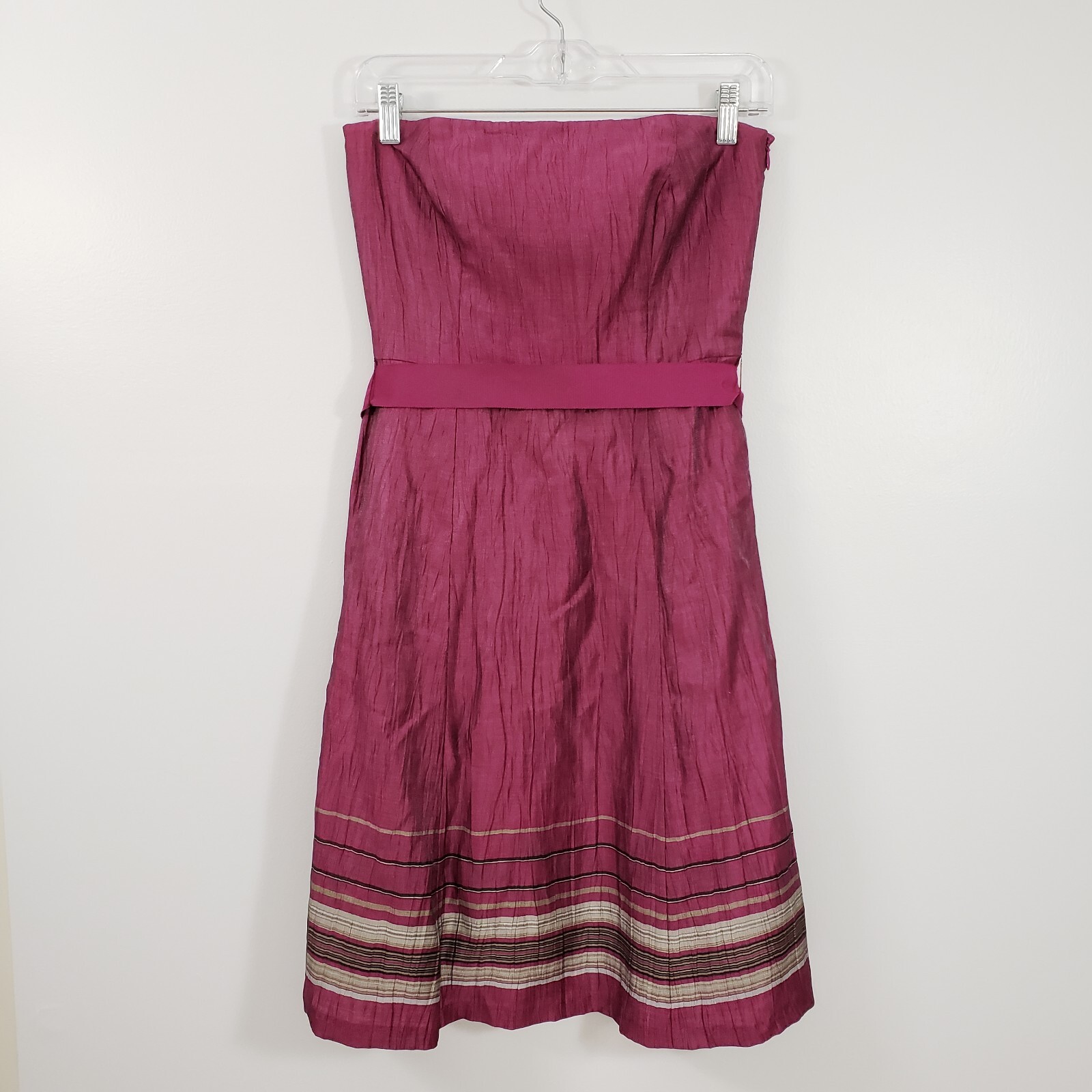 Ann Taylor Loft Size 6P Strapless Dress Magenta Slight Shimmer Taupe Gray