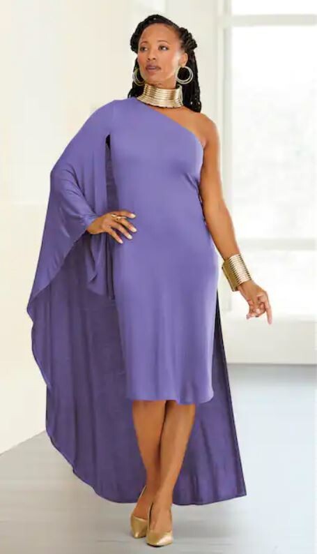 Size XL Ashro Purple Summer Dinner Date Vacation Tamisha One Shoulder Dress