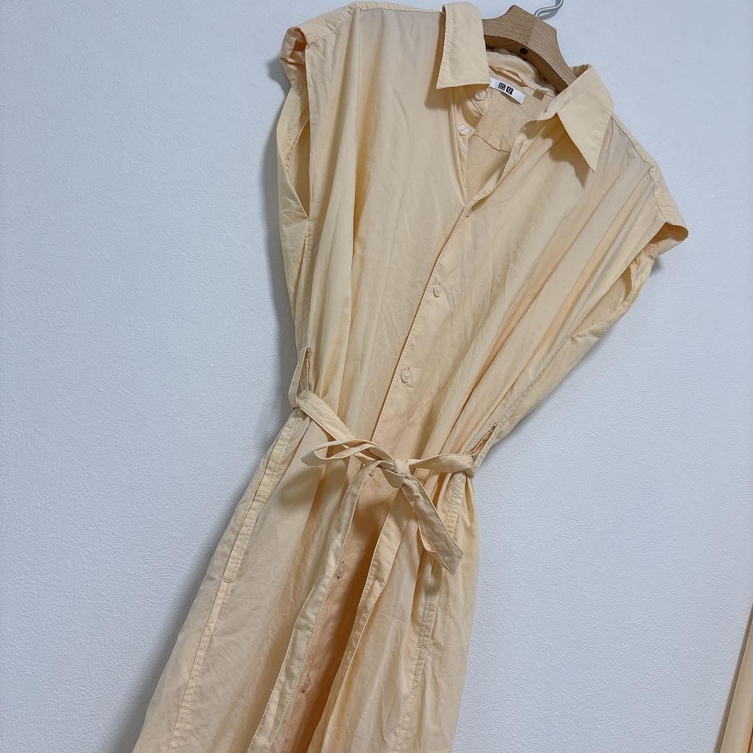 Drop UNIQLO U Short Sleeve Shirt Dress Light Yellow L Item