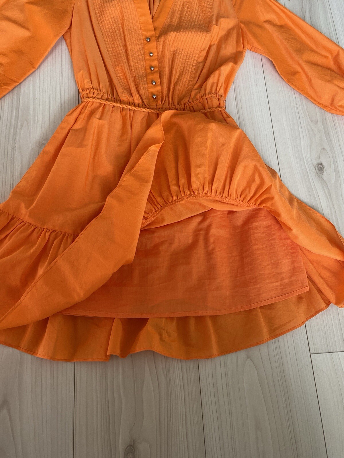 Robert Rodriguez orange cotton/silk short dress with buttons perfect con Size 2
