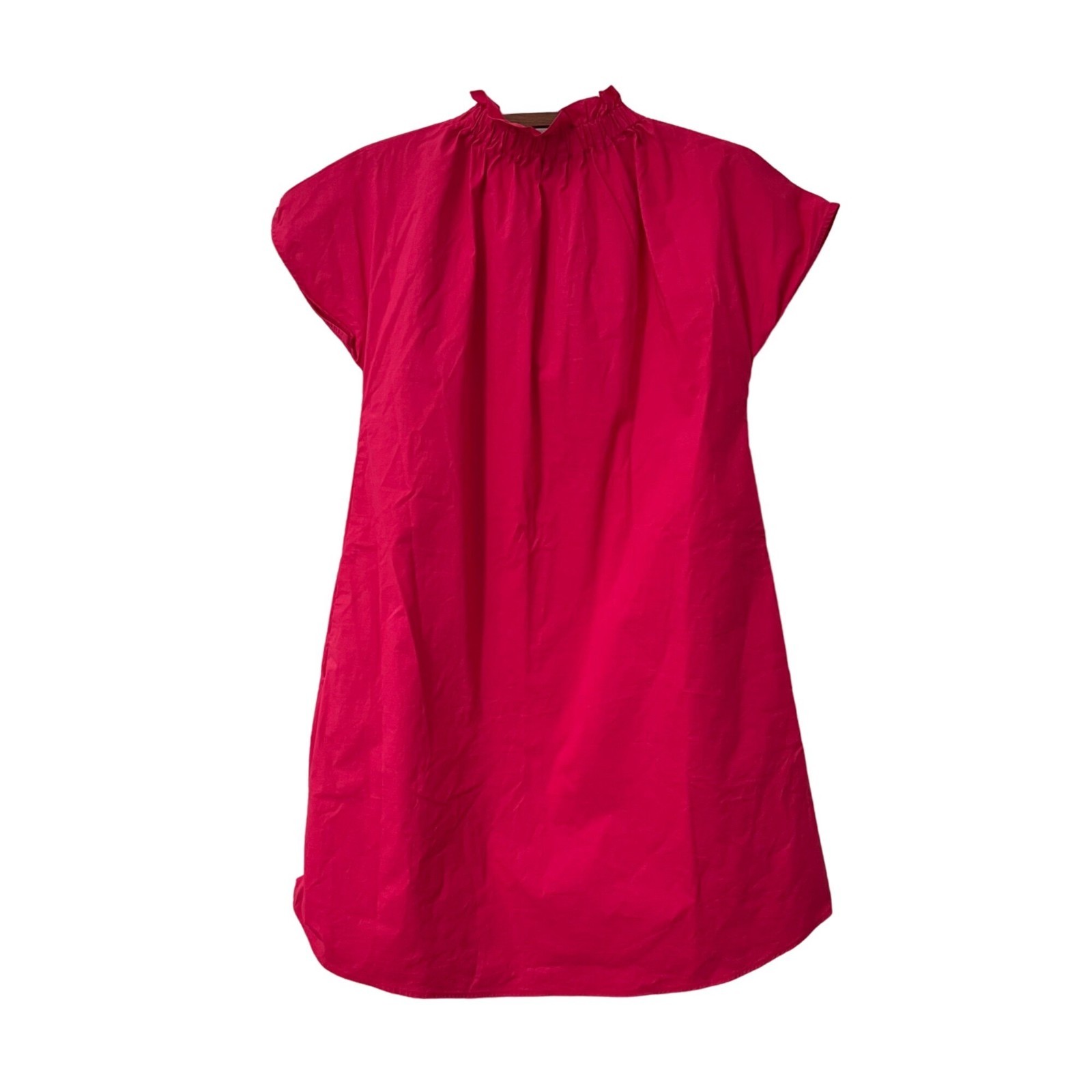 Caryn Lawn Womens Emily Fuchsia Ruffle Neck Poplin Shirt Dress One Size