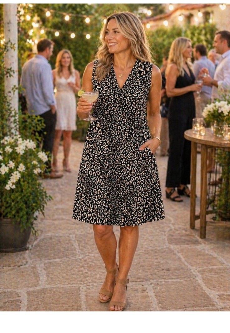 LIA Love Is All Leopard Print Sleeveless Dress Womens Large