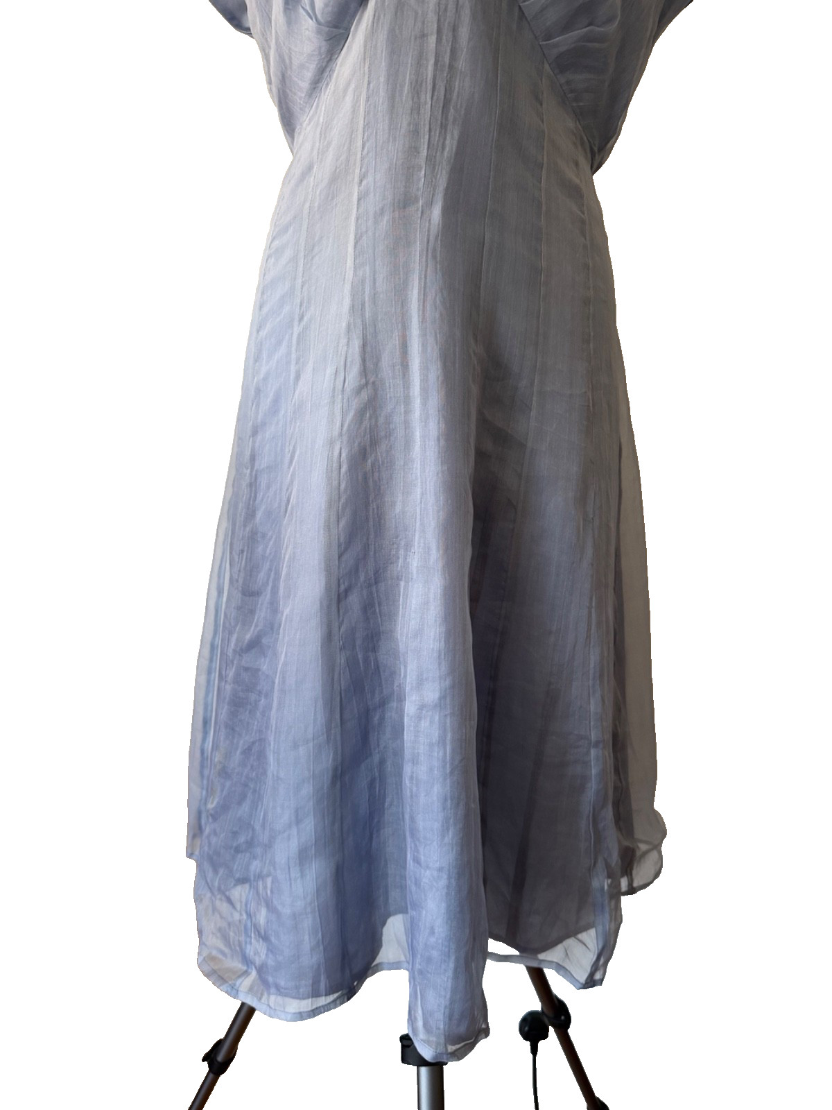 Nancy Mac 100% Pure Silk Dress Size 2 UK 8–10 Blue Shimmer Occasion Midi Dress