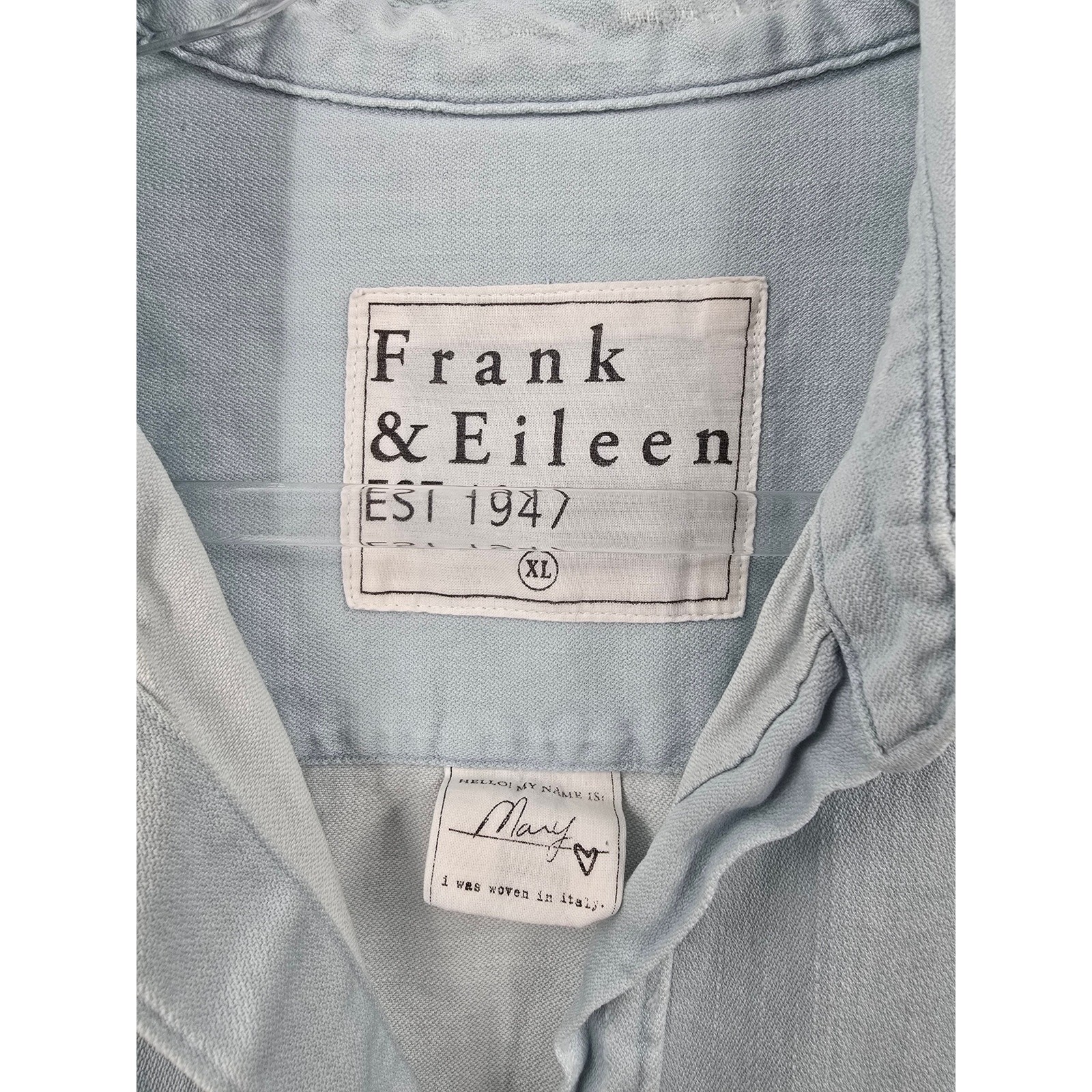 Frank & Eileen Mary Light Blue Distressed Denim Button Shirt Dress Size XL