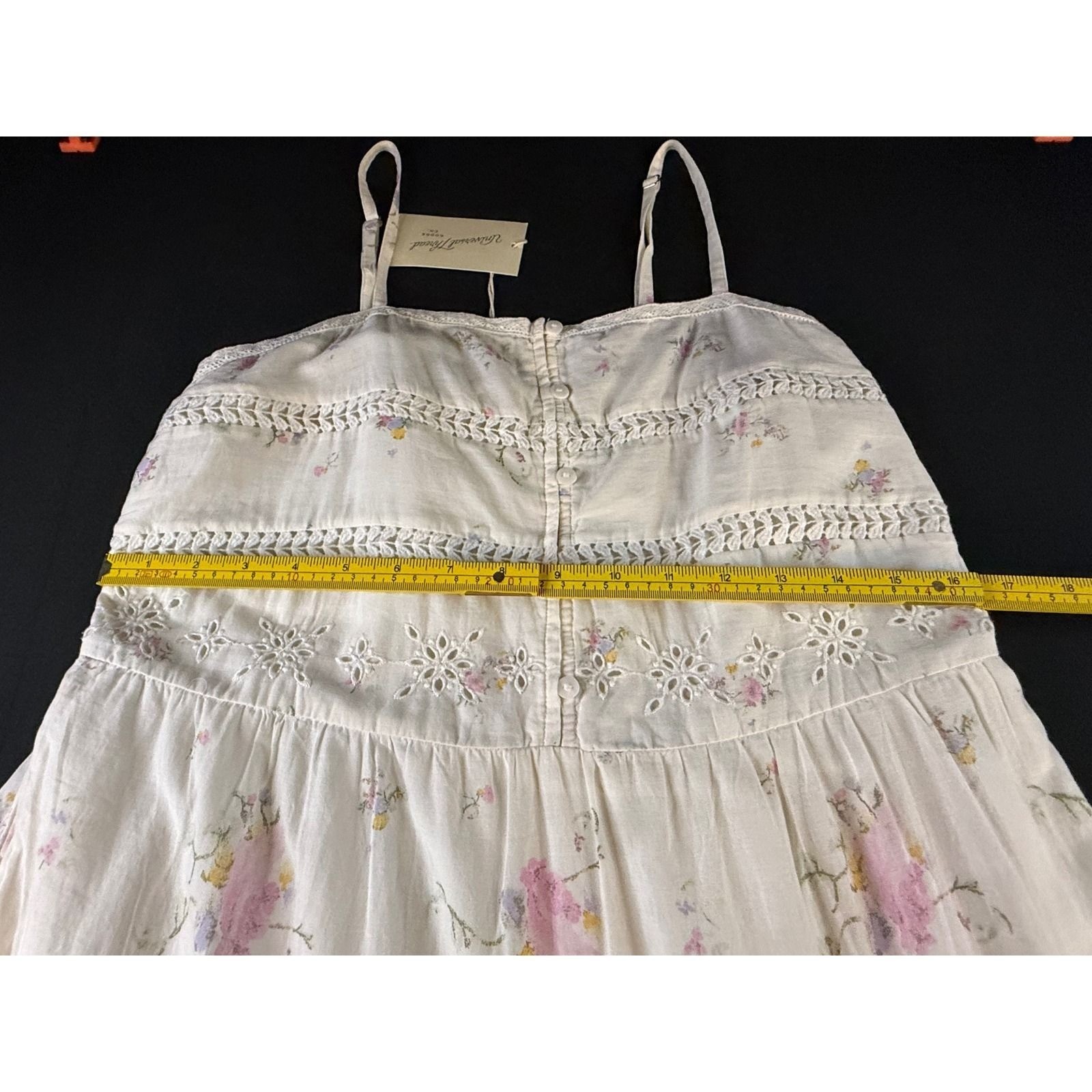 Universal Thread Floral Cotton Tiered Maxi Dress Cream Eyelet Lace Small NWT