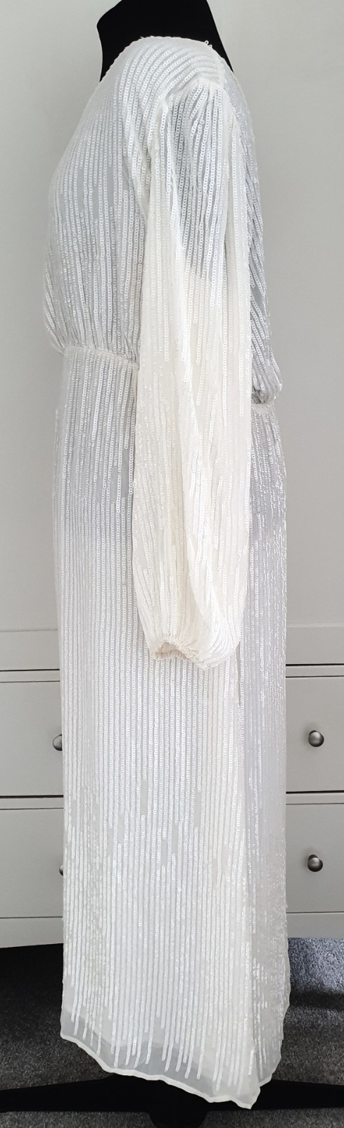 Rixo, Sequined Georgette Bradshaw Midi Dress, NEW W TAG, 16 UK / 12 US, Ivory