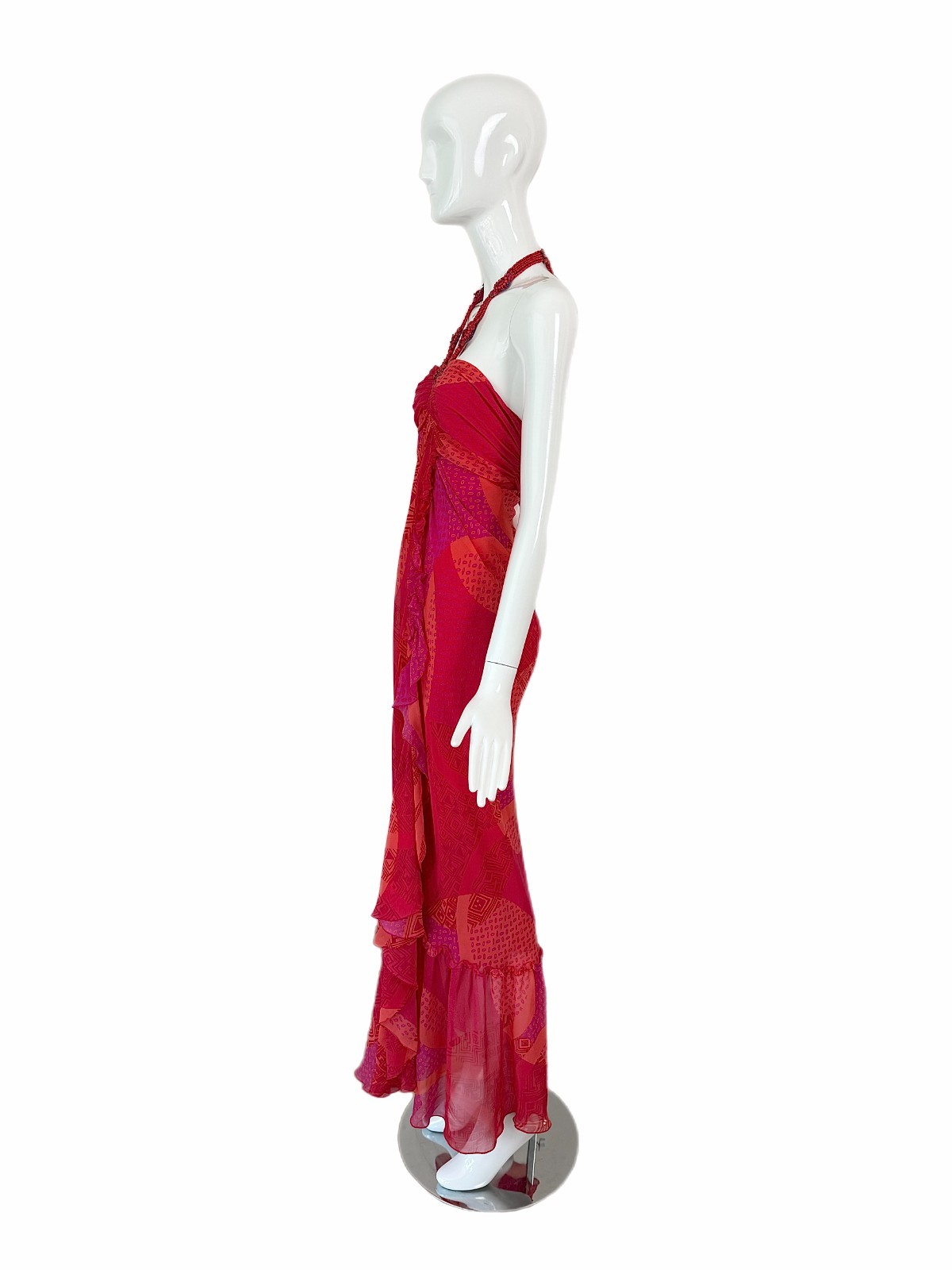 ICEBERG 2006 Vintage Runway Silk Embellished Ruffle Gown + Shawl Maxi Dress