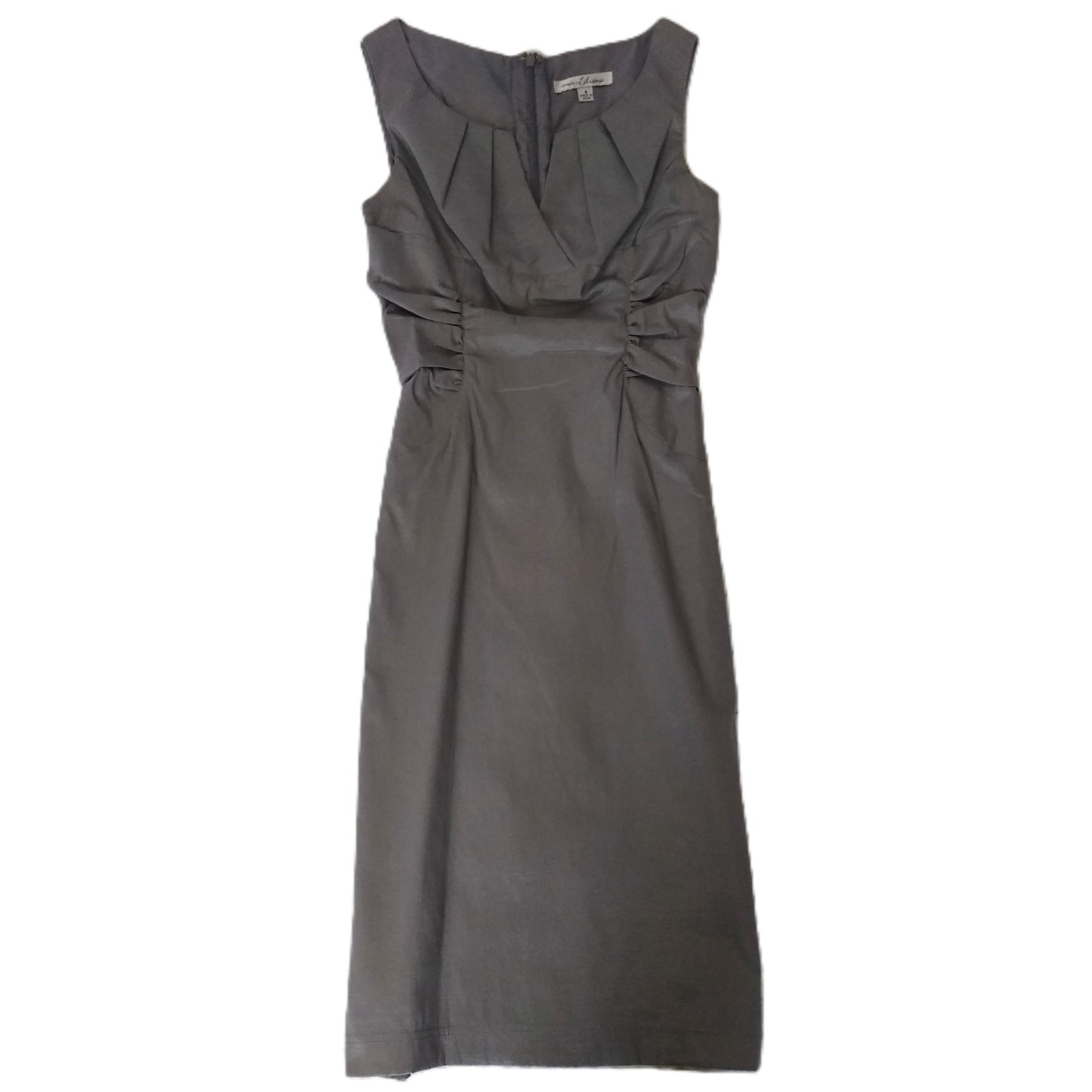 Simply Liliana Y2K Metallic Pewter Gray Sexy Sheath Pencil Dress Size XS