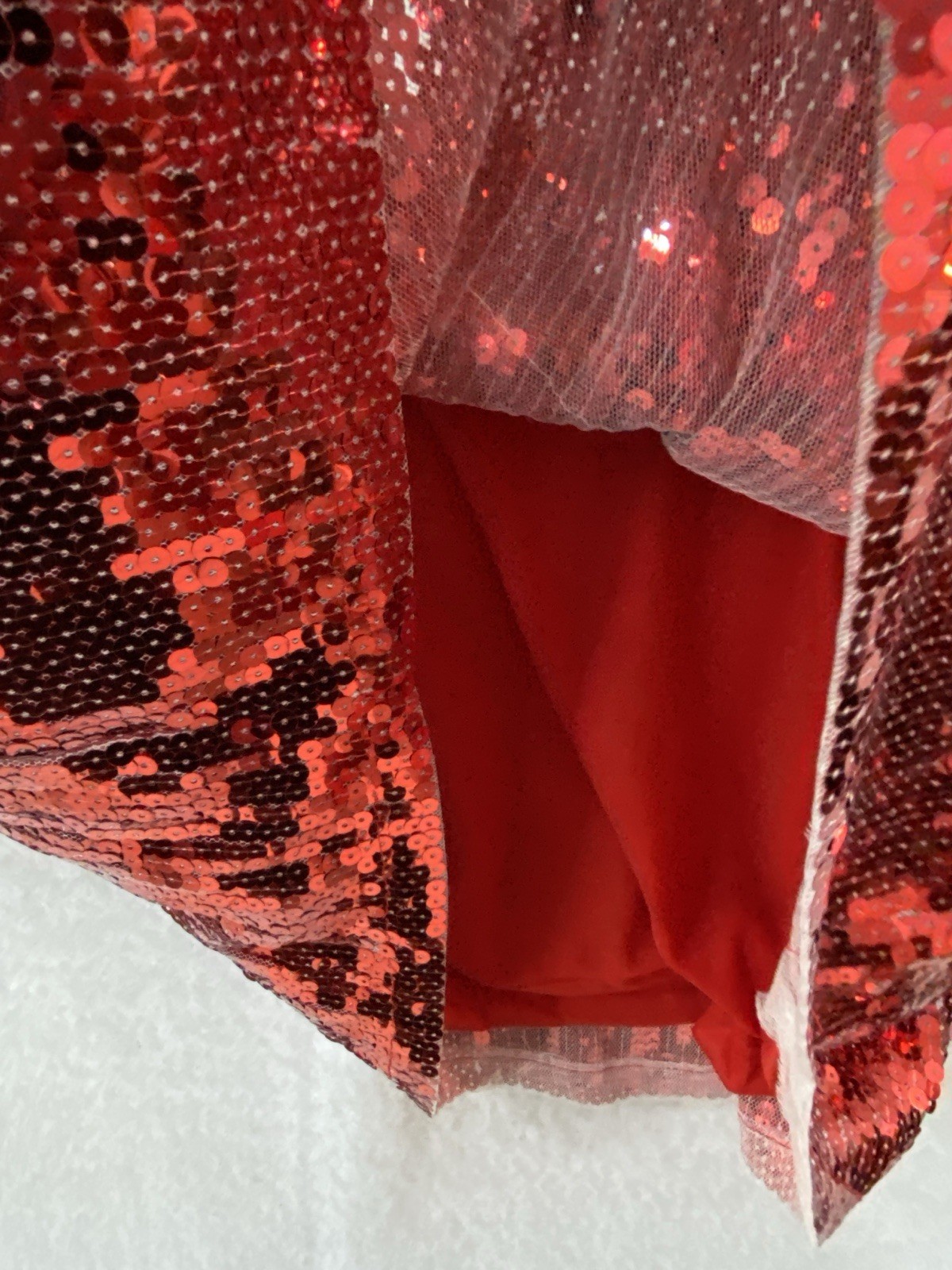ROCKSTAR ORIG Red Sequin Mini Dress Football Jersey Game Day Oversized Sz OS