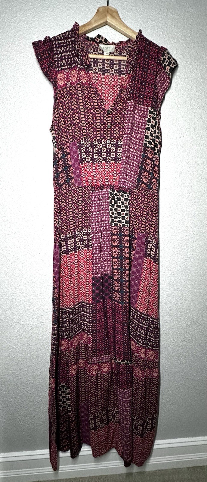 Loft Outlet Patchwork Maxi Dress Pink Women’s Size Large