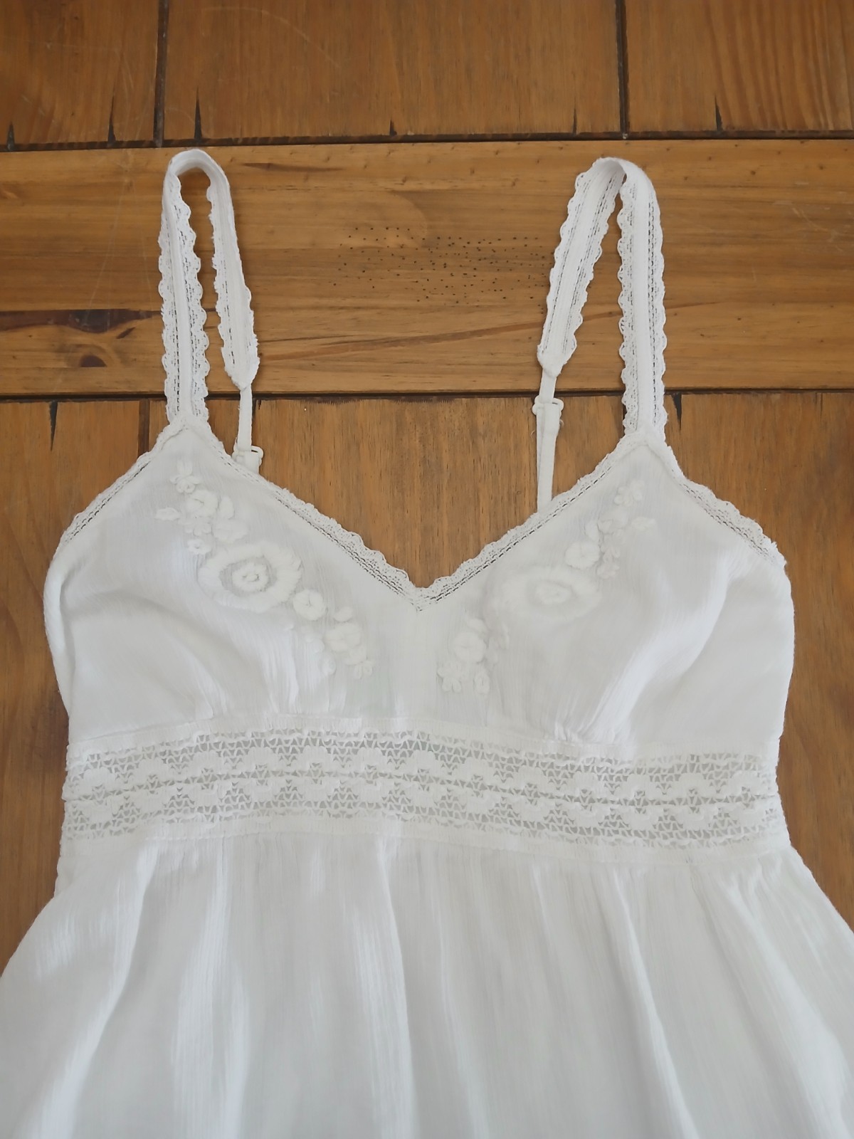 O’Neill White Cotton Sundress M Embroidered Beach Festival Cottage Fairy Party