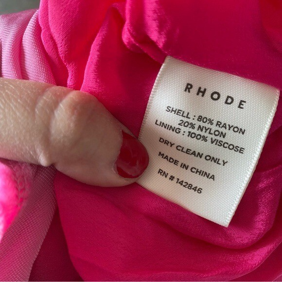 $565 NWT Rhode Pink Ester V-Neck Puff Sleeve Velvet Dress in Jaipur Sz 0