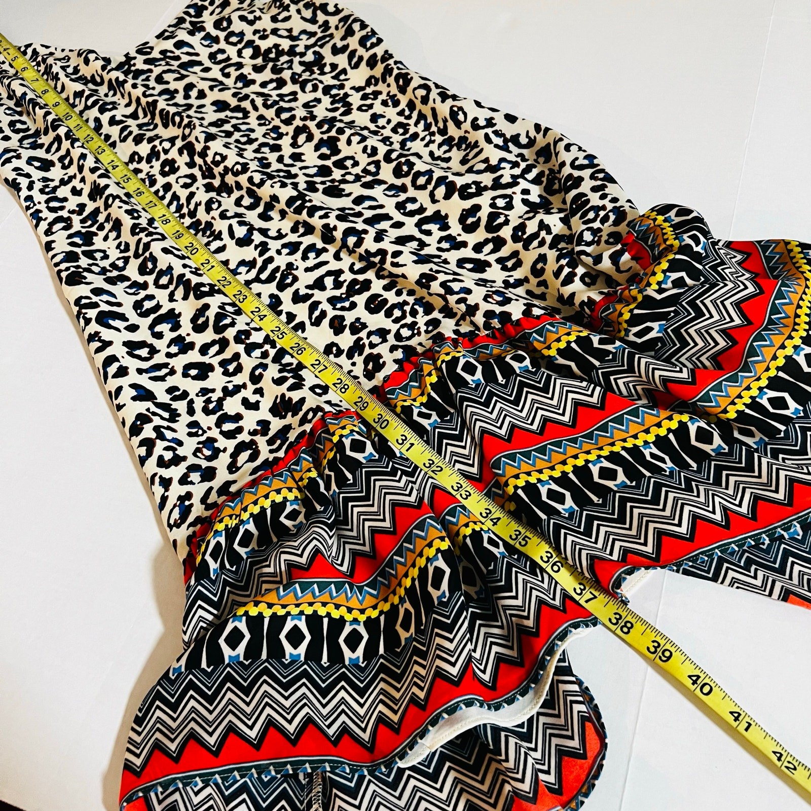 CAbi Leopard Mixed Print Sleeveless Flare Hem Dress Size XS Multicolor 5115