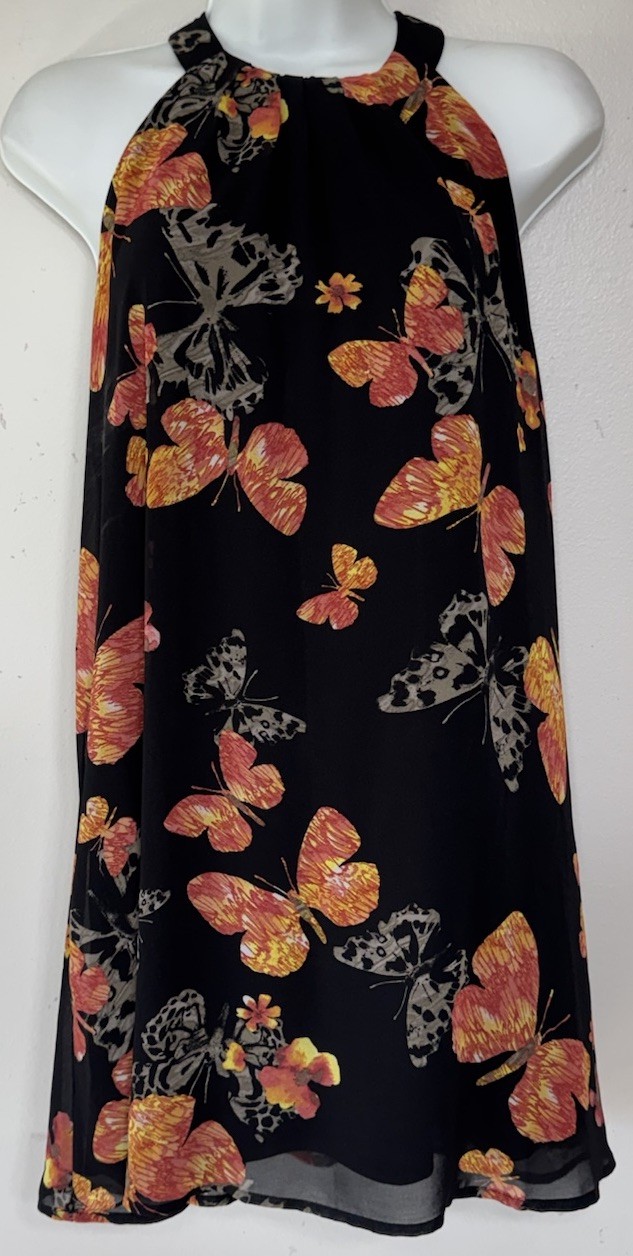 One Clothing Mini Dress Women’s Medium Butterfly Print Halter Sleeveless NEW