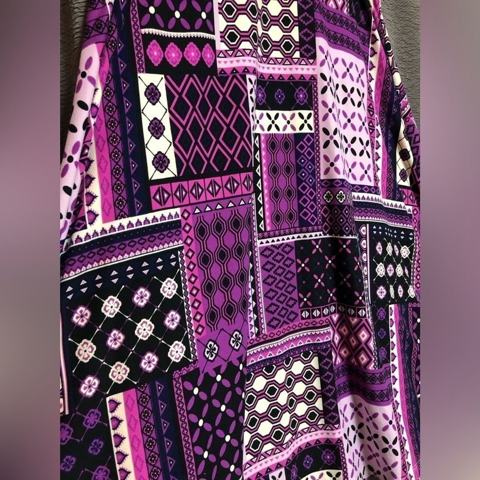 Bobby Brooke small tent dress geometric design with purple navy white black
