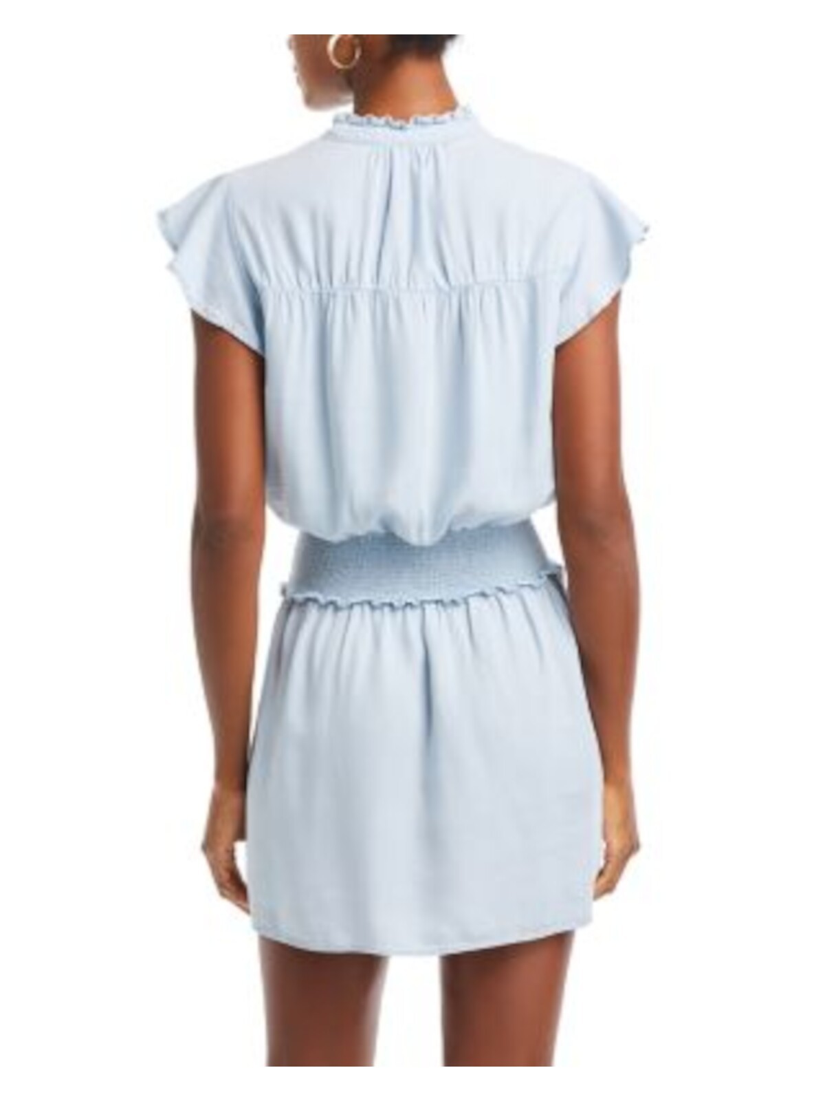 RAILS Womens Light Blue Button Top Flutter Sleeve Mini Blouson Dress XS