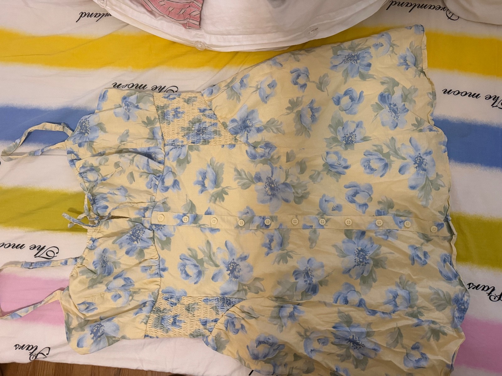 Hollister Sofia Button Front Mini Dress Yellow Floral XL Petite