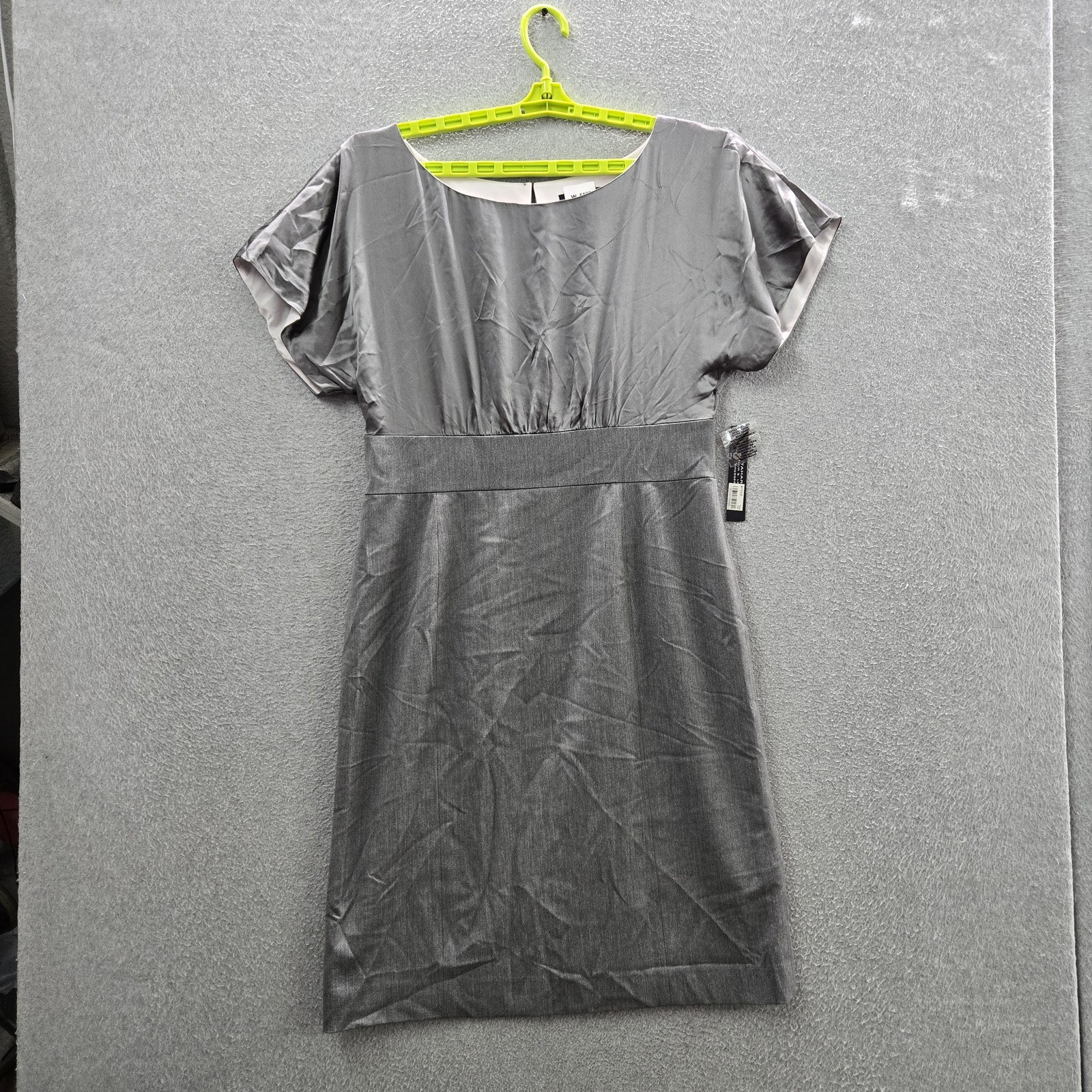 Tahari Arthur S. Levine Women Dress 12 Gray Polyester Silk Sheath Workwear