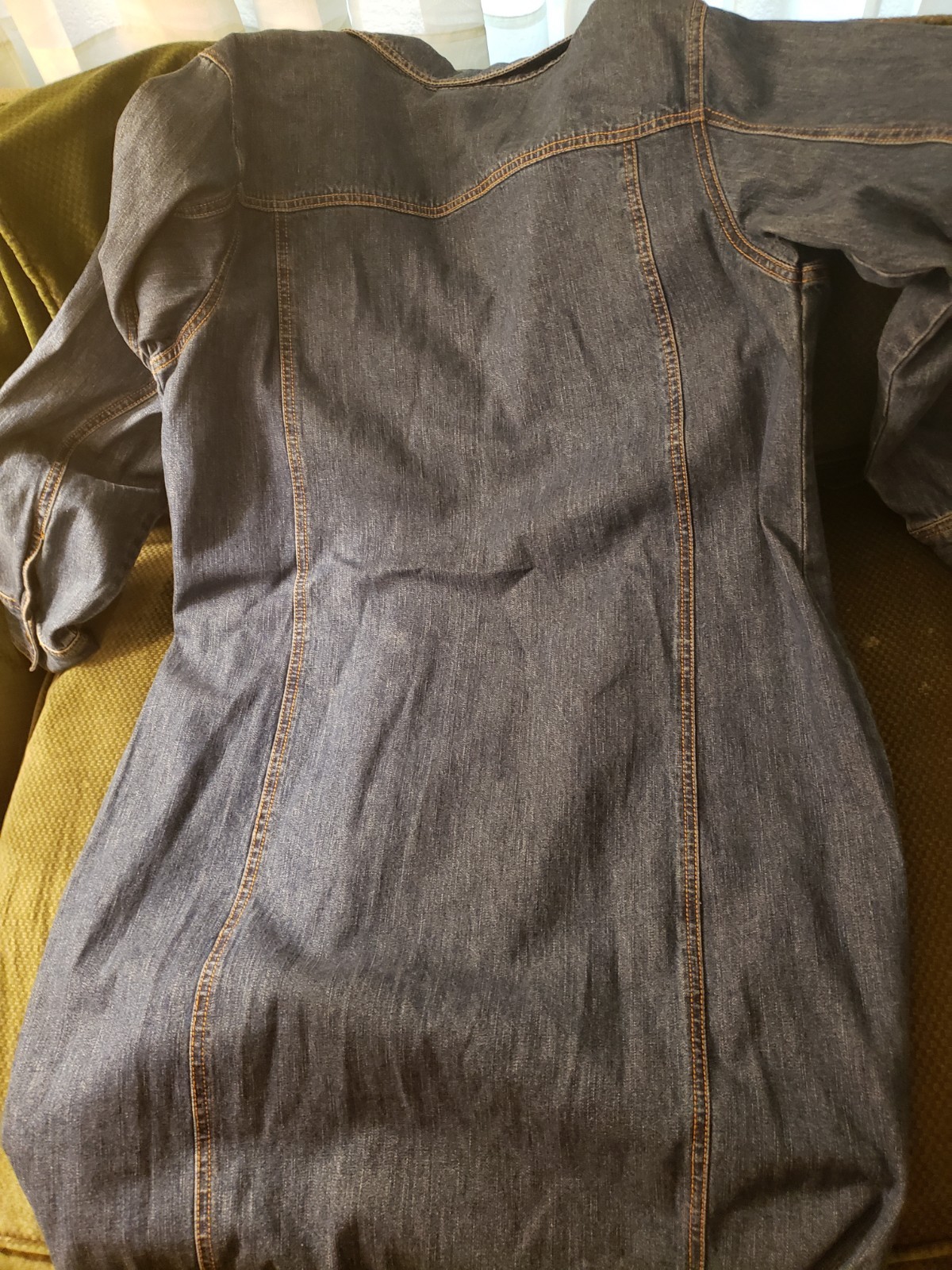 Chelsea Studio Blue Denim Coat Dress Embroidered Button Front Pockets XL