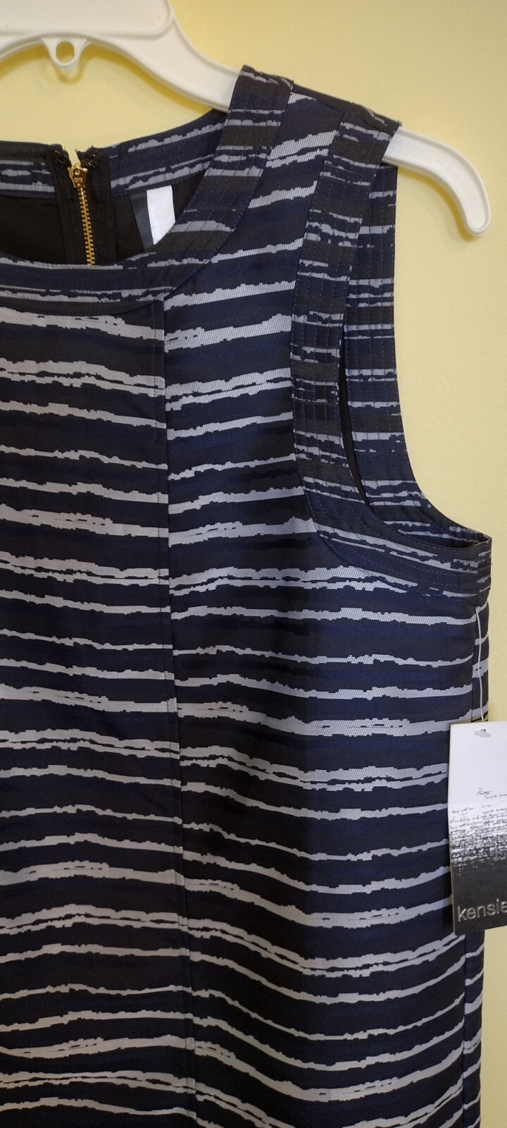 Kensie Shift Horizontal Shift Dress In Blues And Grays LARGE NWT