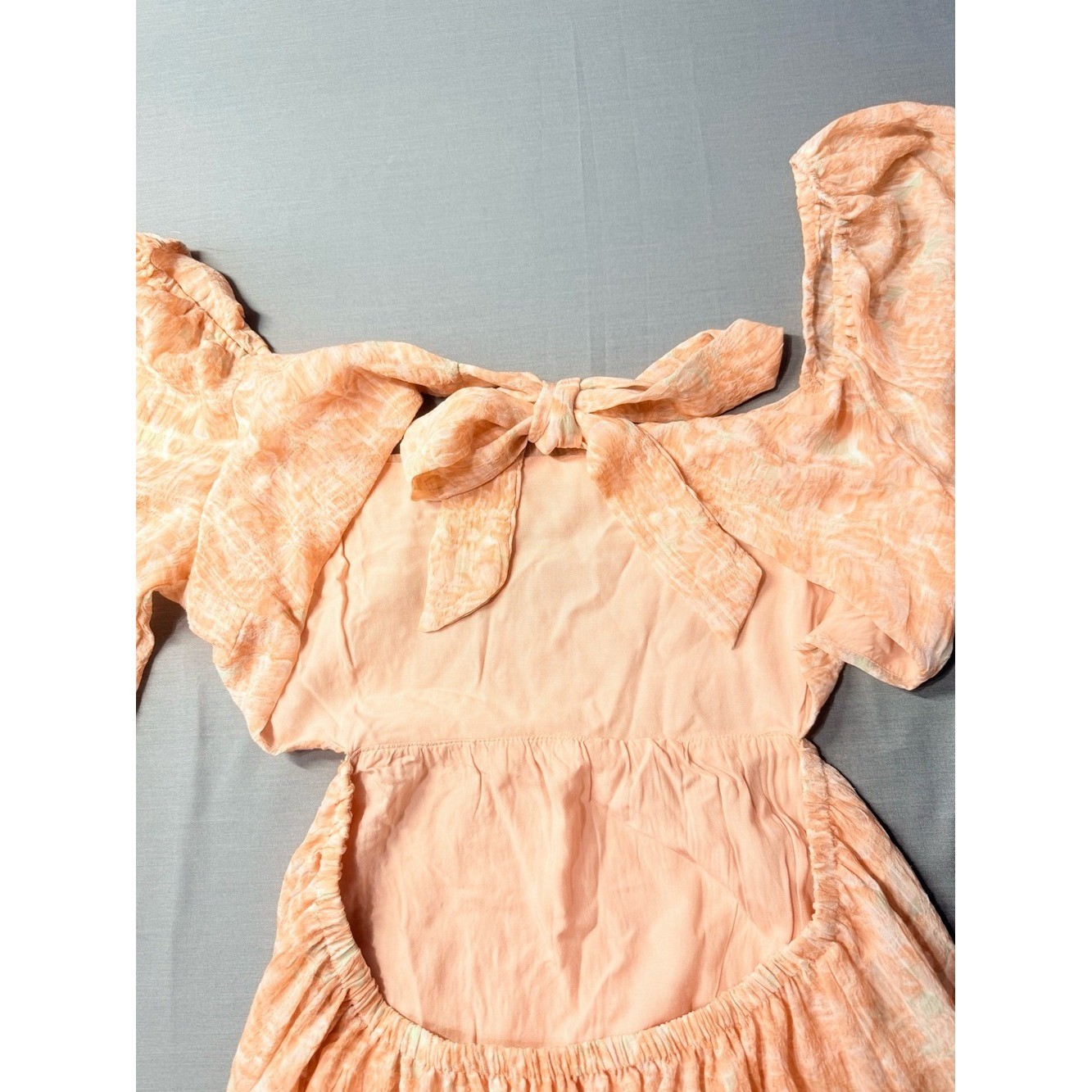 Lush Peach Off-Shoulder open Back with Bow Mini Dress Size L