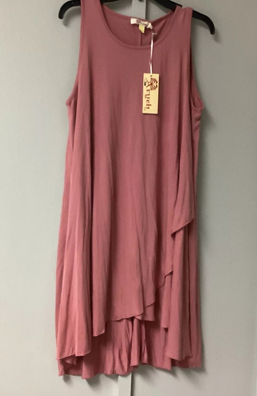 NWT Aryeh Women’s Neck Tunic Dress Size Large Mauve Sleeveless Layers