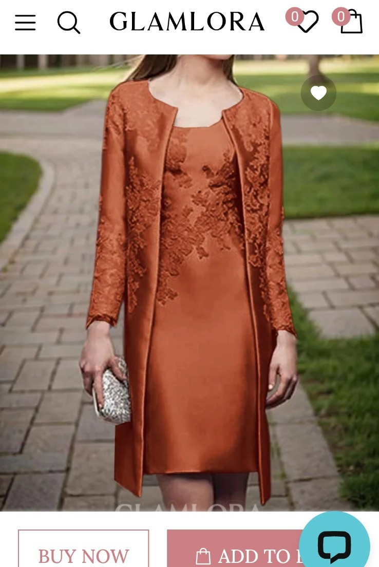 Glamlora Rust Floral Embroidered Square Neck Sheath Dress Jacket Size S