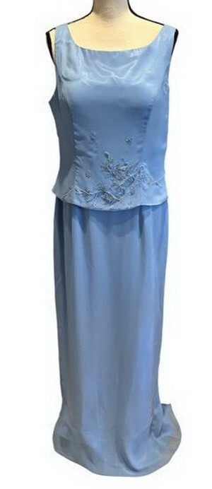 Cassandra Stone Periwinkle Blue Mock Two-Piece Gown with Jacket Size 14 $369