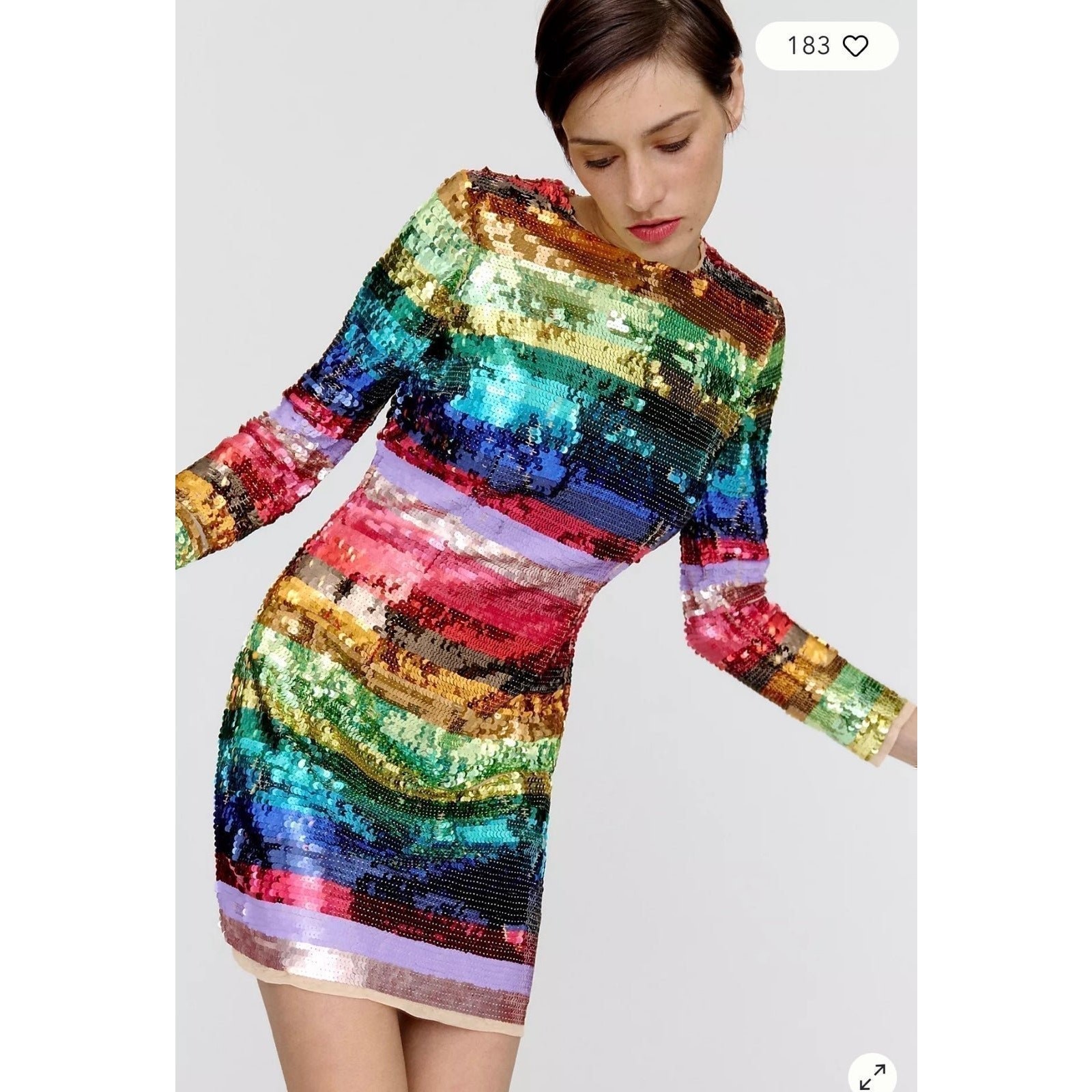 NWT❤️Anthro MAC DUGGAL RAINBOW SEQUINED MINI DRESS sz12