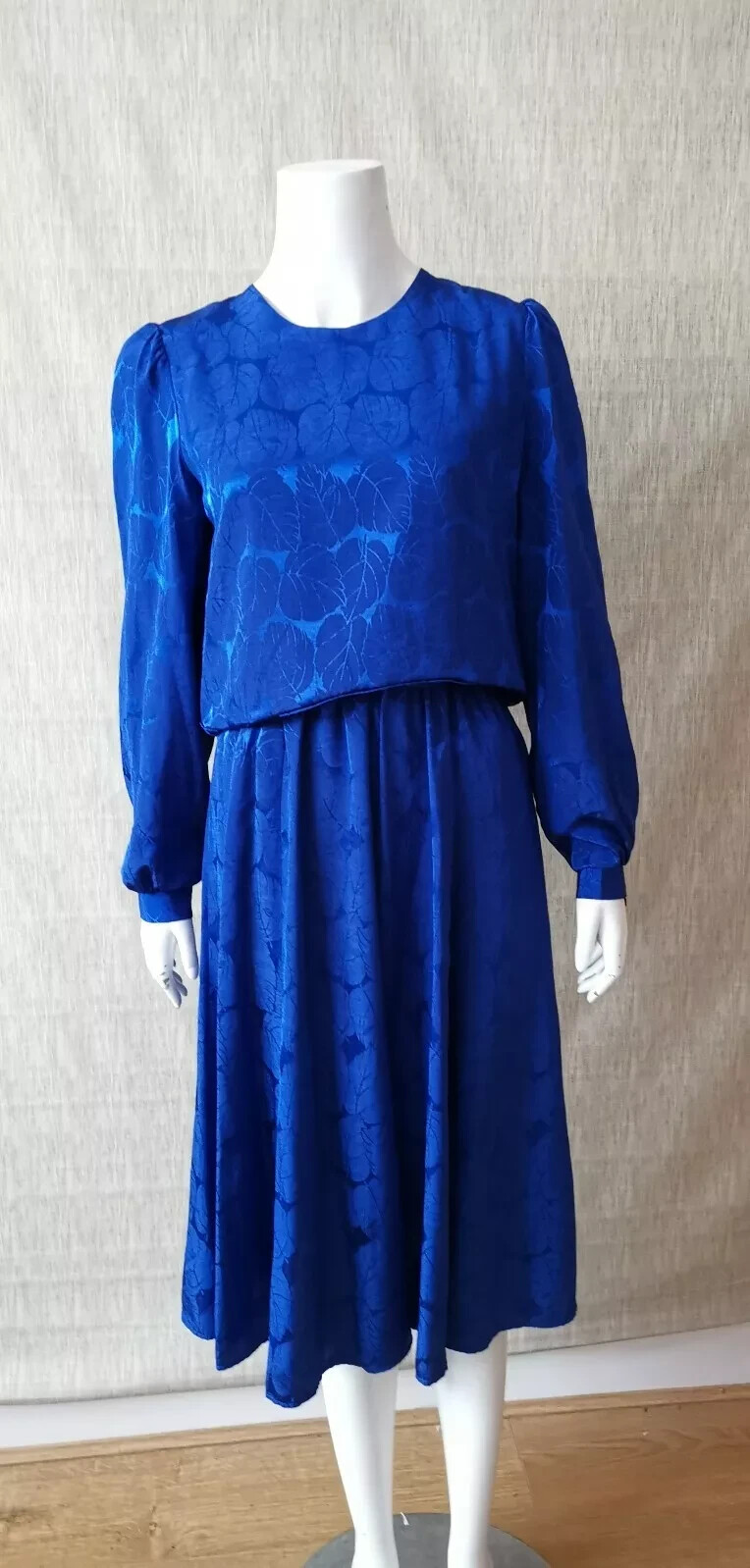 Unbrand womem dress blue long sleev Midi size 12 #03D#
