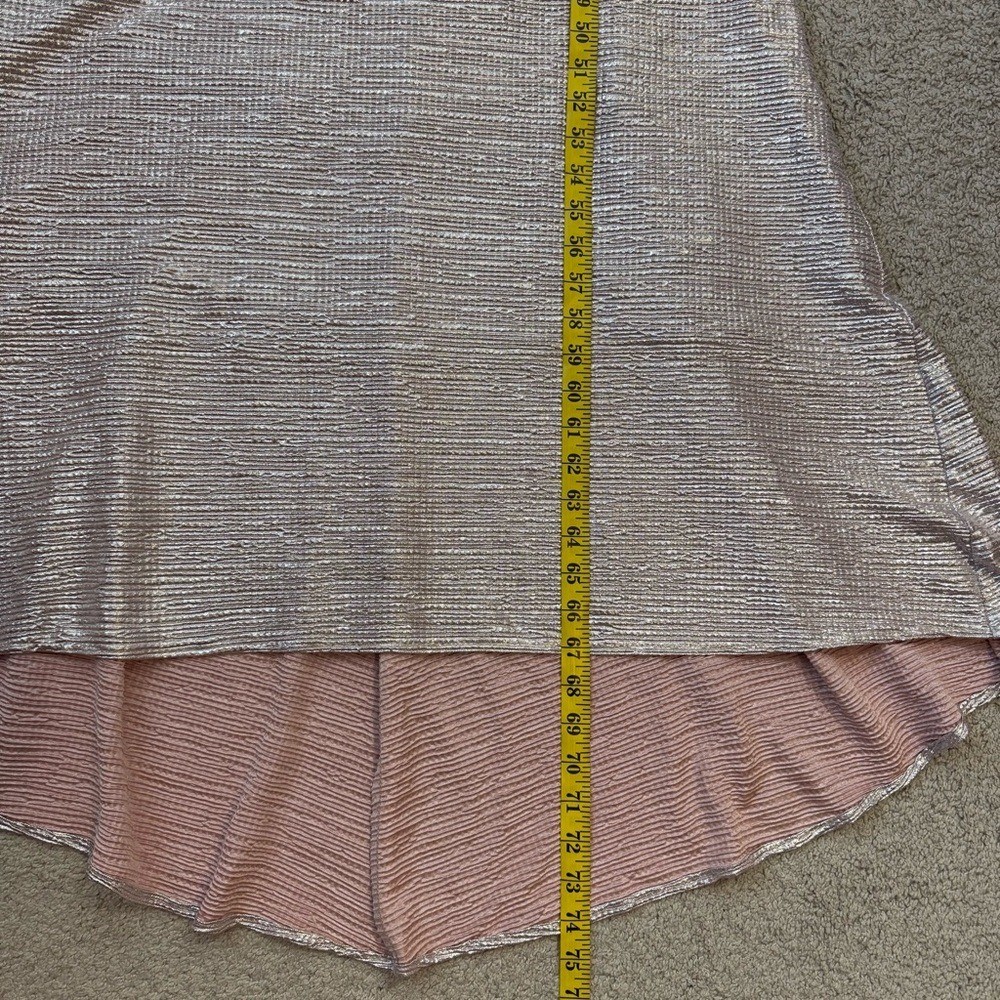 Betsy & Adam Quicksilver Flutter Sleeve Trumpet Gown Pink Silver 14