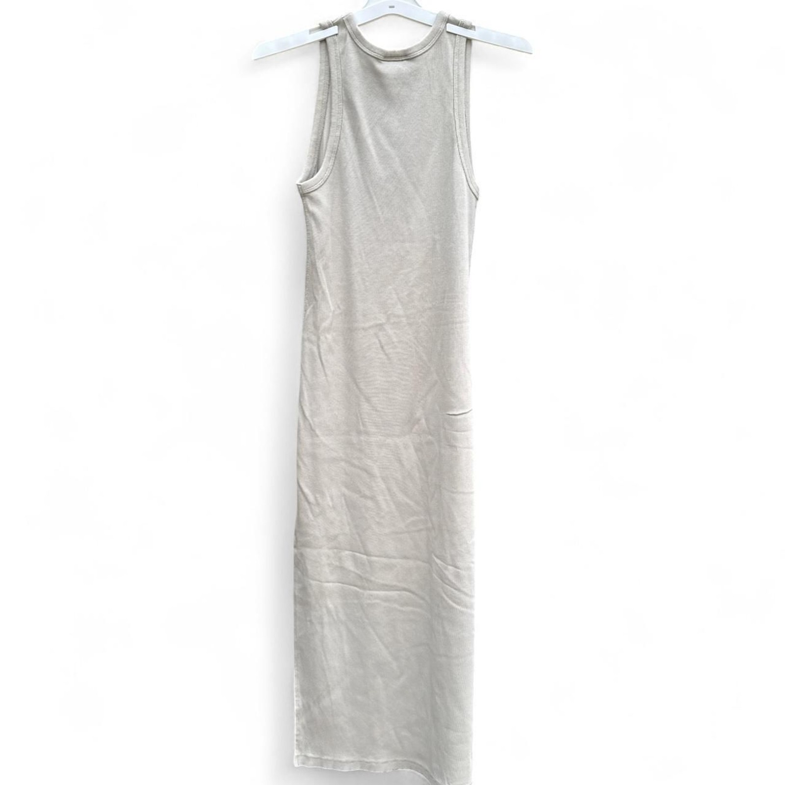 Versatile Rib-Knit Tank Maxi Dress in a Soft Beige/Oatmeal Tone (Taupe) NWT