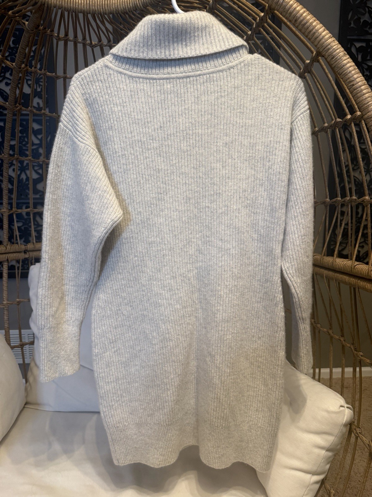 INTERMIX Jasper Half-Zip Sweater Dress Grey Sz Large Wool Cashmere Blend