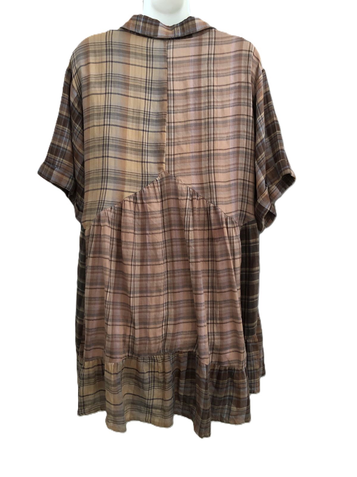 By Together Plaid Cotton Dress Oversized Separate Lining Size Small