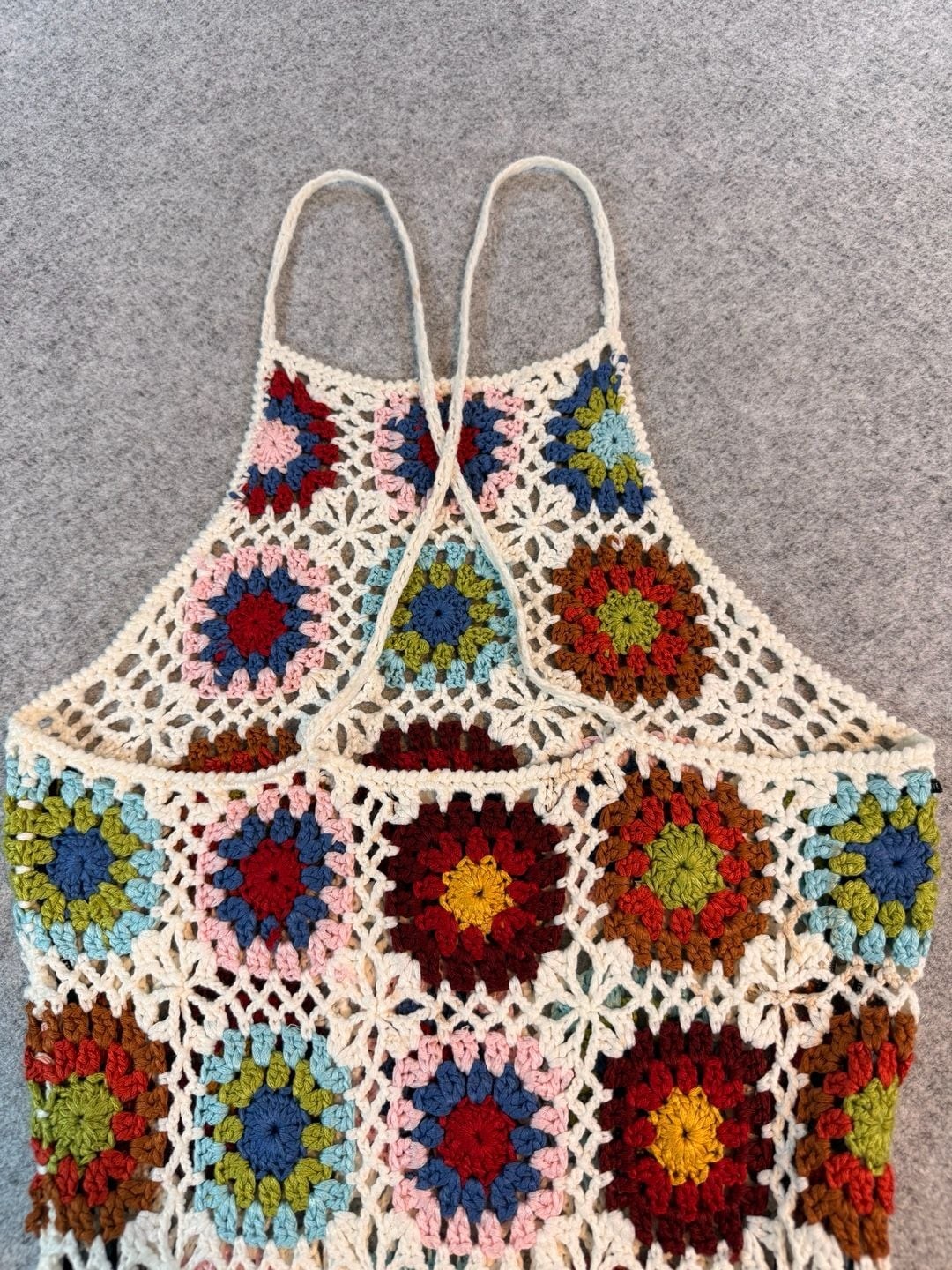 Forever 21 Multi-Color Granny Square Crochet Mini Dress Small