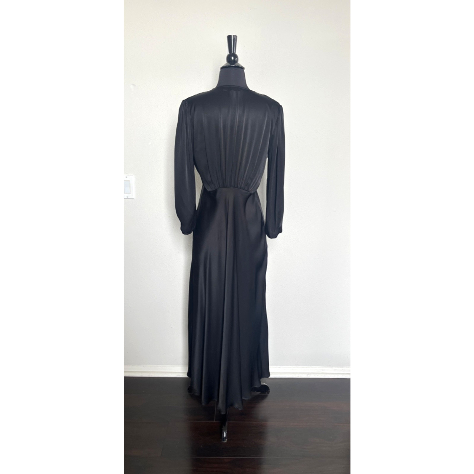 Ghost Madison Satin Midi Dress XS Black