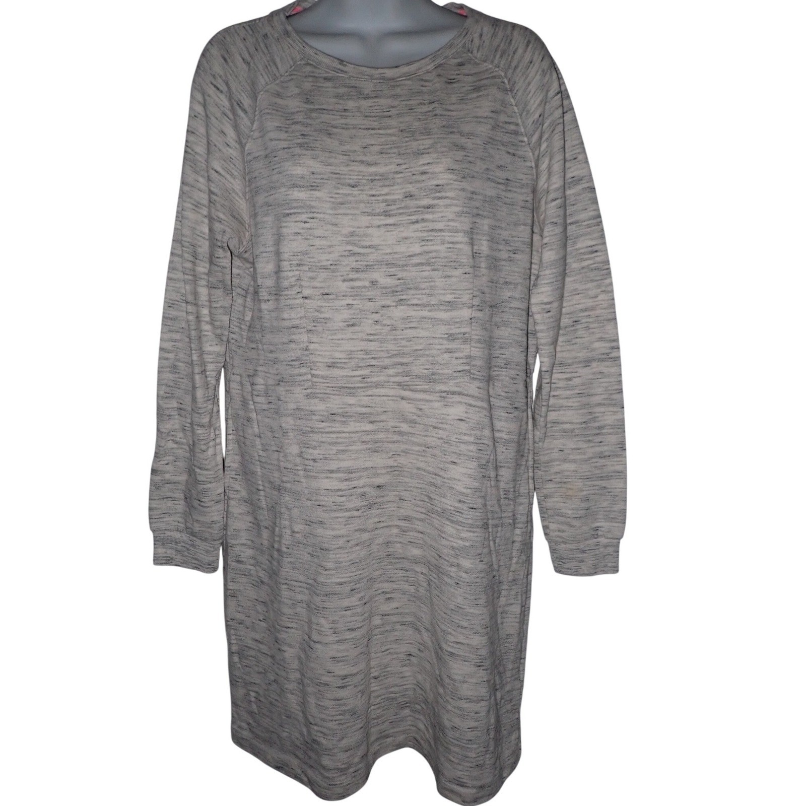 Betsey Johnston Heather Sweatshirt Tunic Dress Women L Gray Long Sleeve Casual