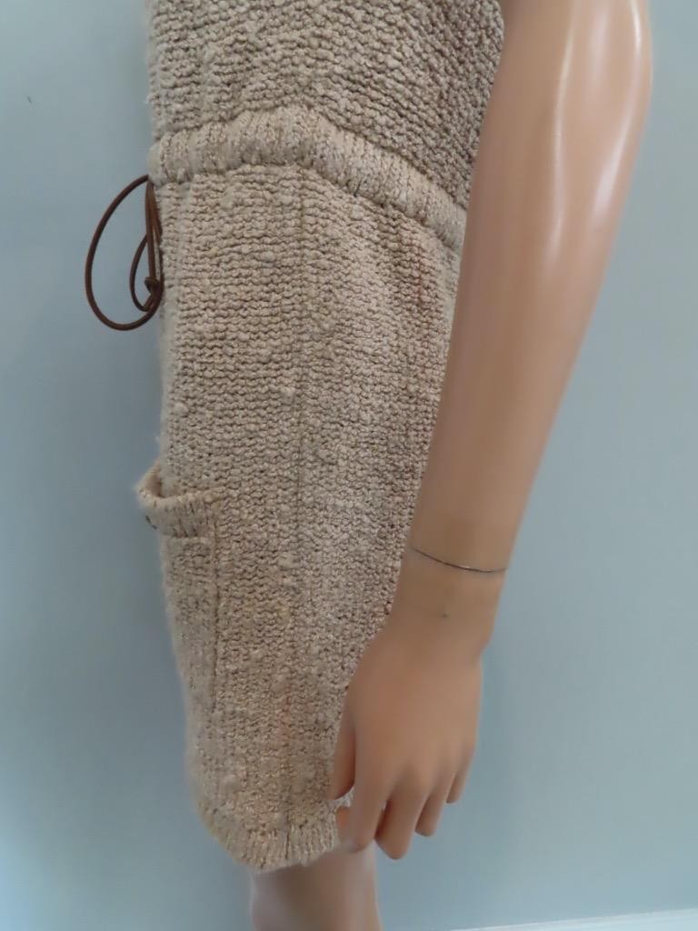 PRADA Beige Silk Boucle Construction Mini Dress Size 36/US 0