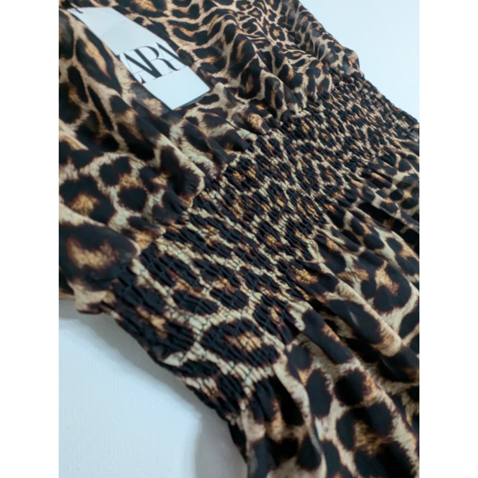 ZARA Cheetah Print Long Dress With Neck Tie Women’s Size XS