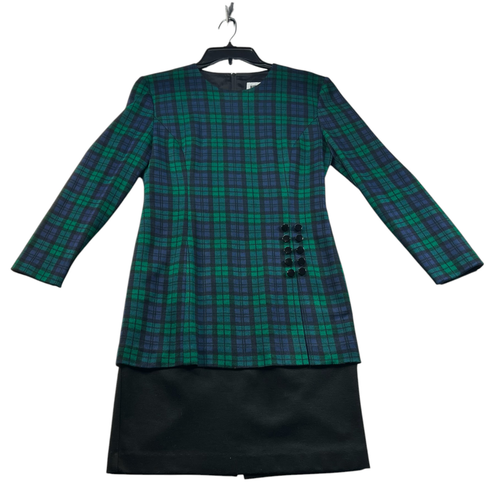Lois Snyder Dani Max Petite Dress Womens Size 4 Petite 4P Green Blue Long Sleeve