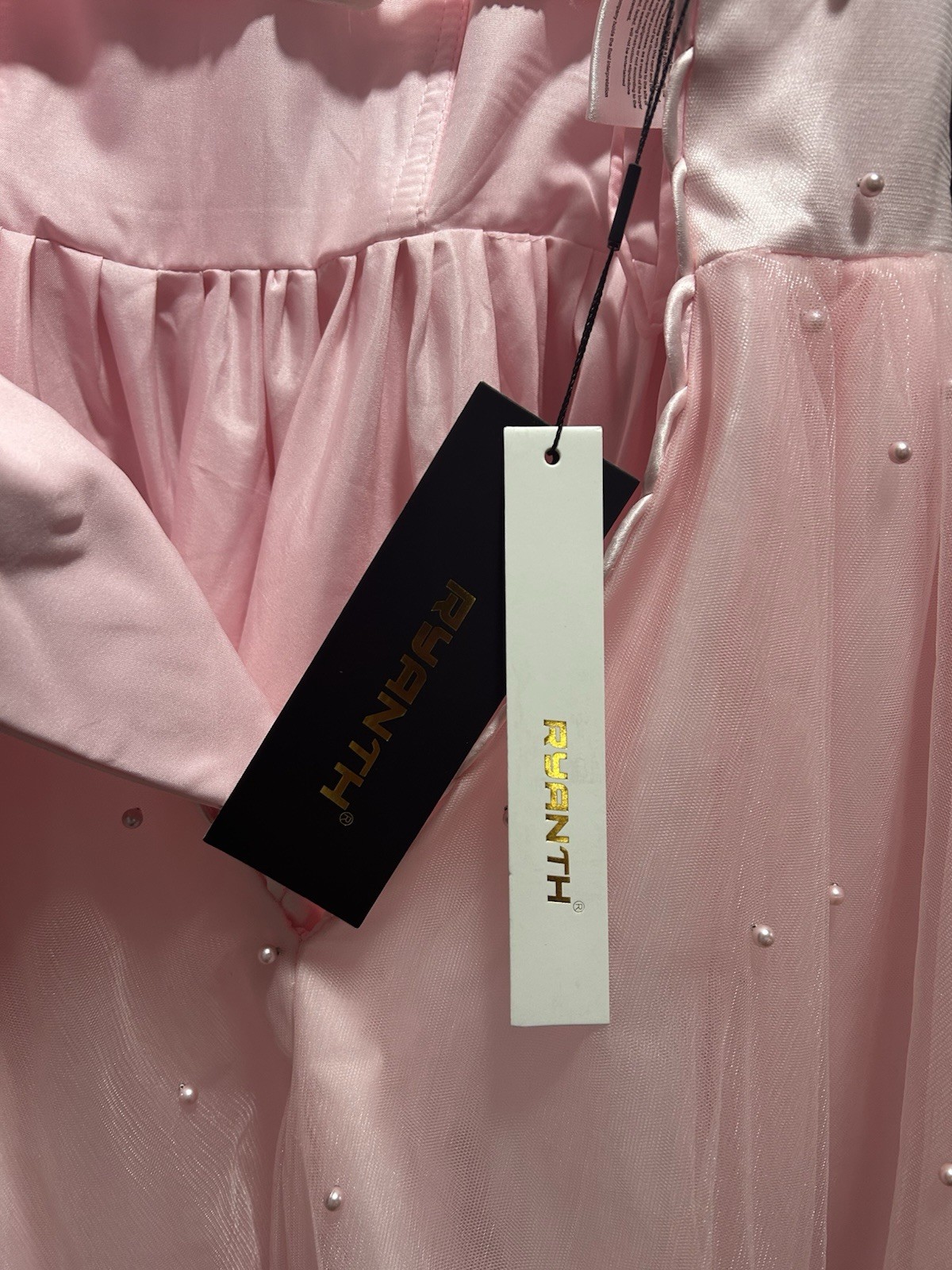 RYANTH Pink Pearl Accented Sleeveless Tulle Short A-Line Dress Size 9