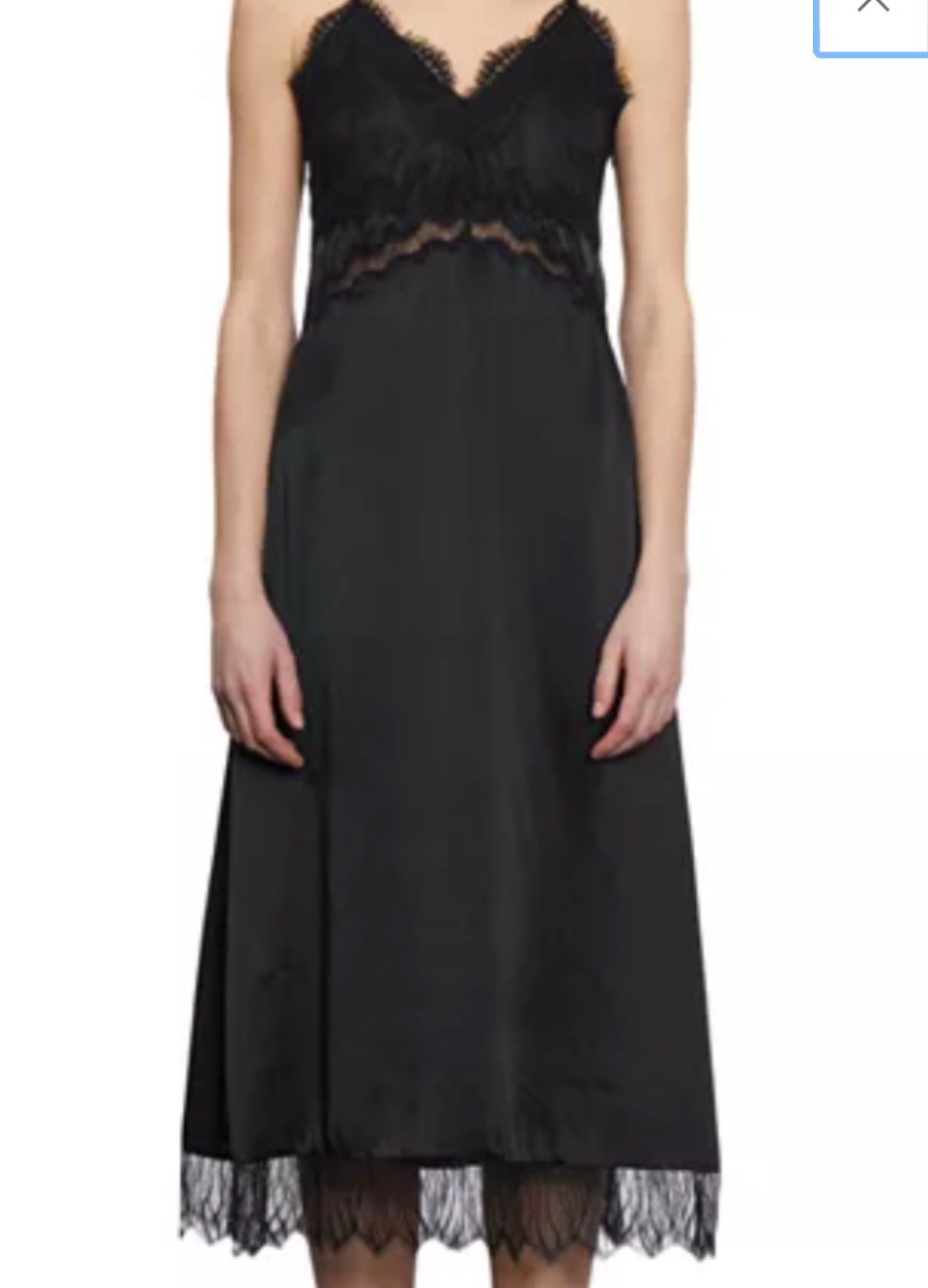 NWT The Kooples Black Silk Midi Slip Dress Size FR 3 US 8 MSRP $485