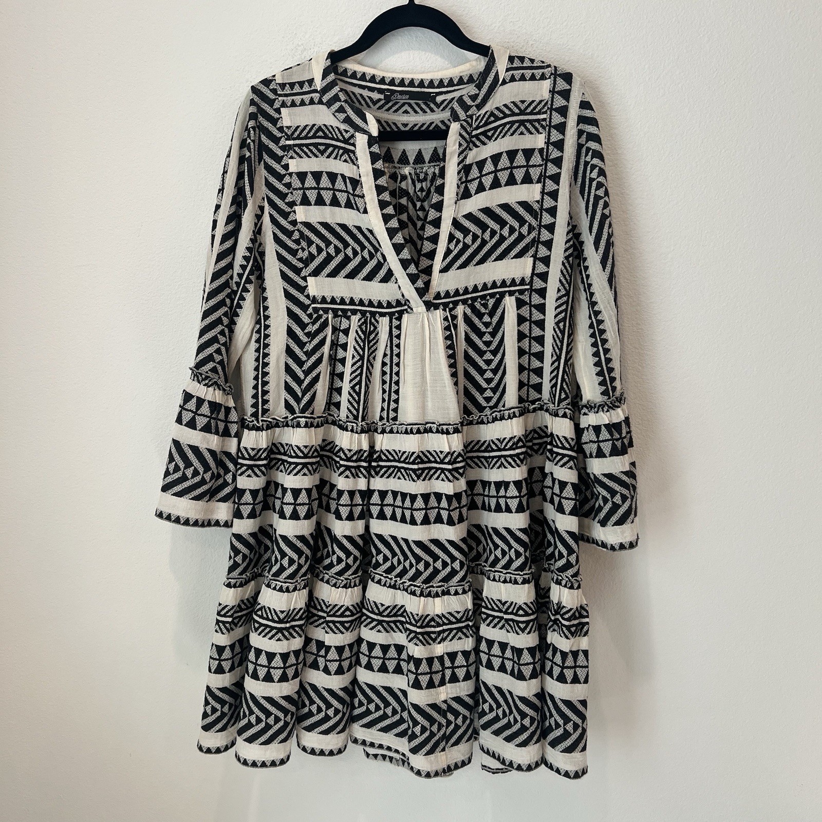 Anthropologie Devotion Twins Embroidered Ella Tunic Dress Black & White Size S