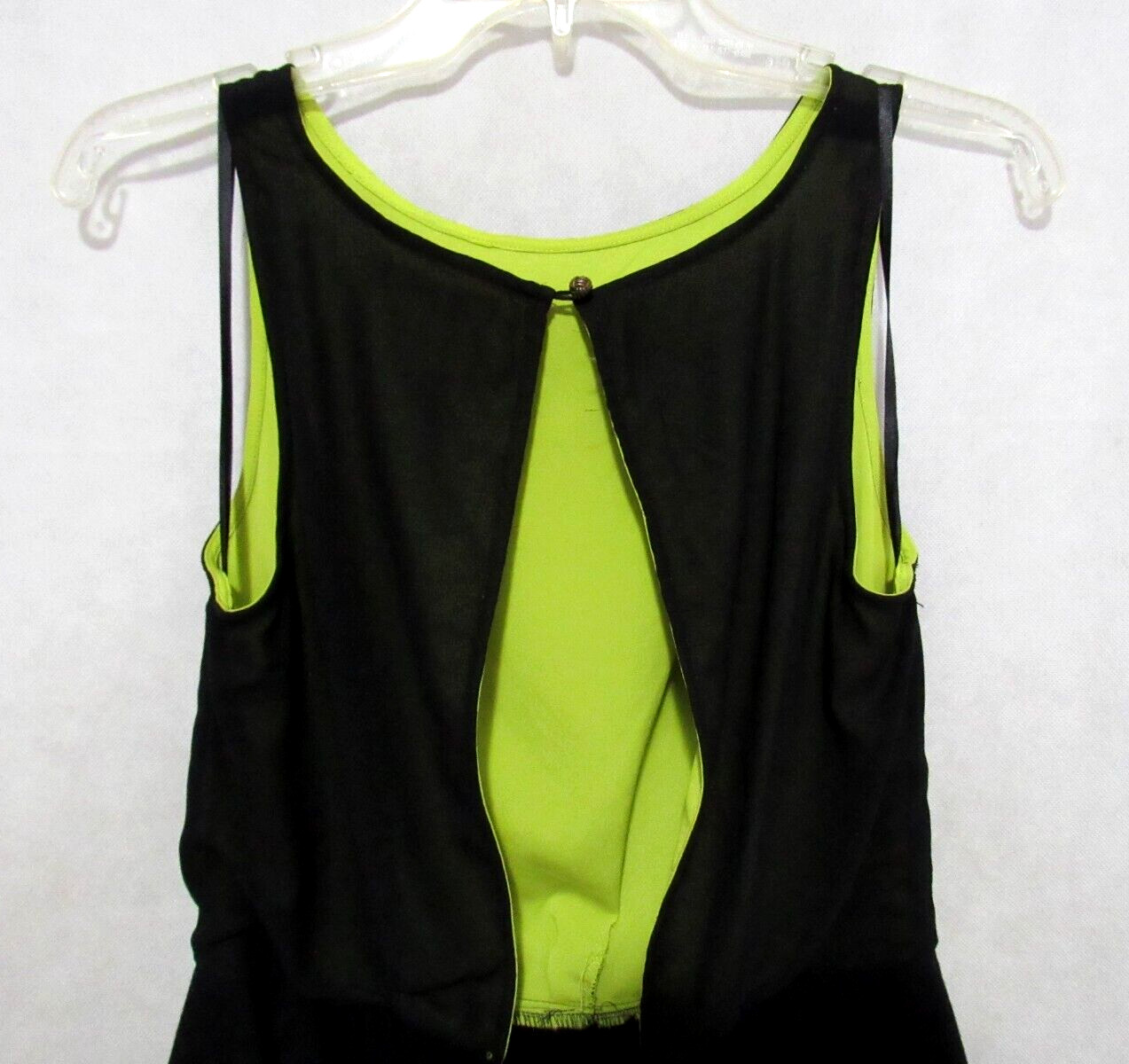 Black Sheath Cocktail Dress Womens 8 Peplum Cutout Back Event Formal Knee Length