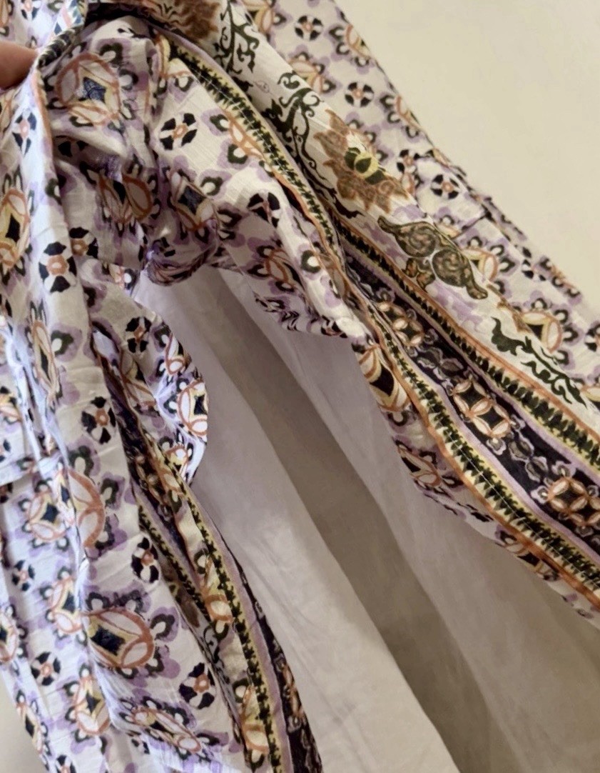 Cleobella Nica Maxi Long Sun Dress Marrakesh Print 100% Cotton Ruffle Sleeve M