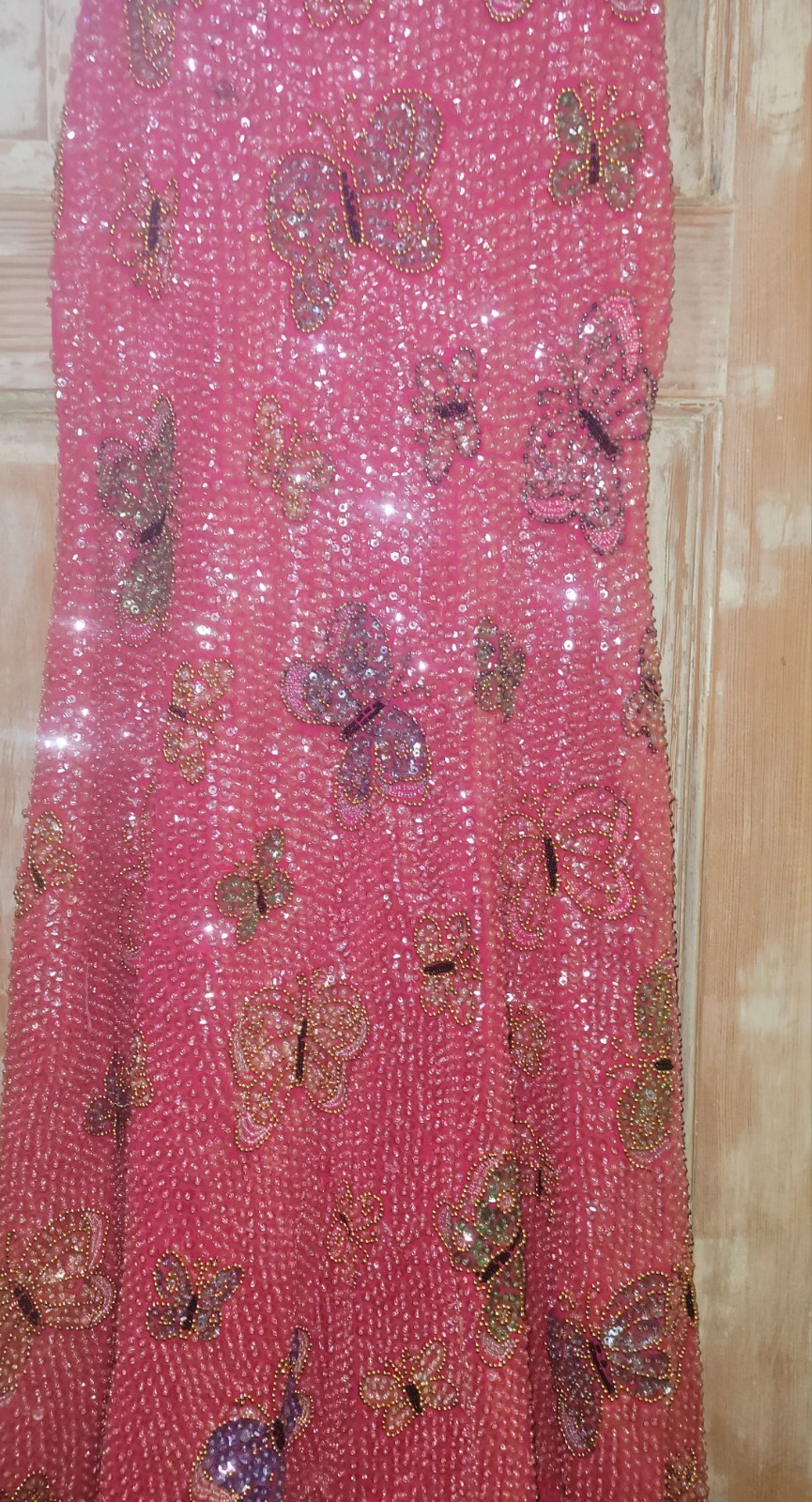 Little Attitudes Beautiful Hand Sewn Sequin Pink Butterfly Dress Size 14